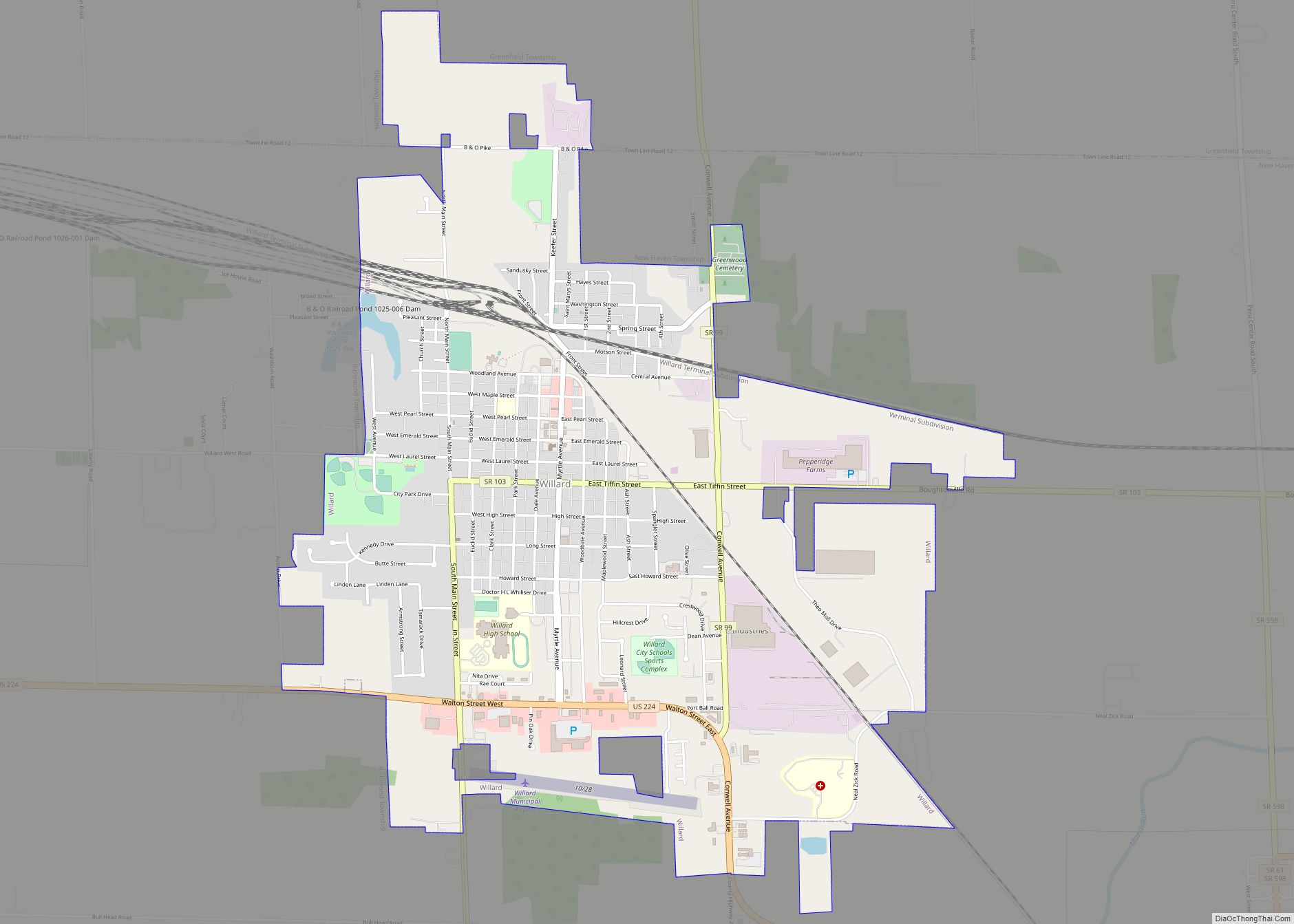 Map of Willard city, Ohio