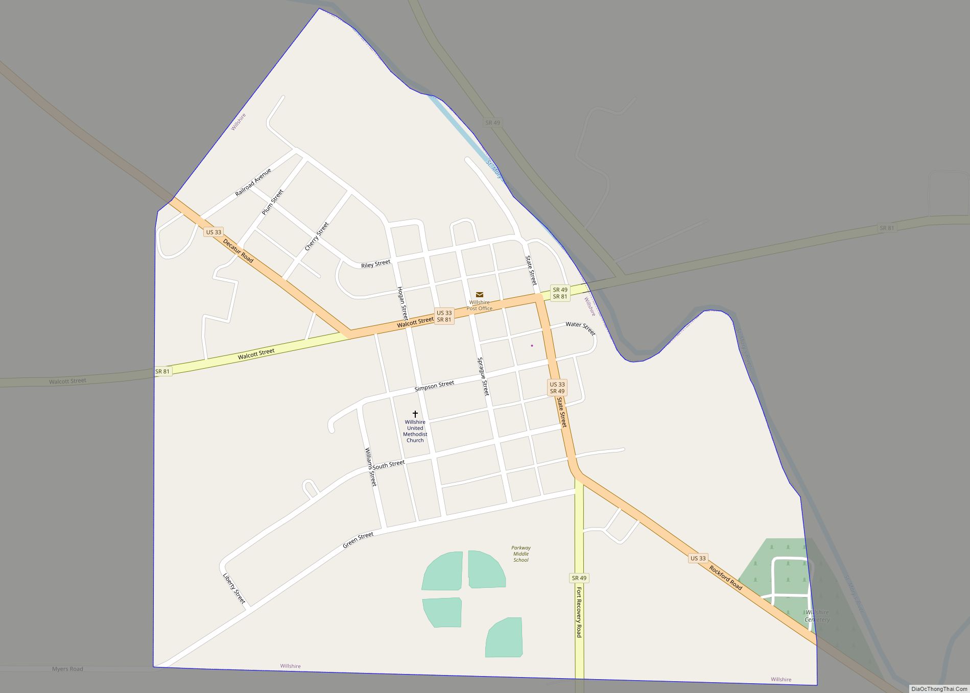 Map of Willshire village