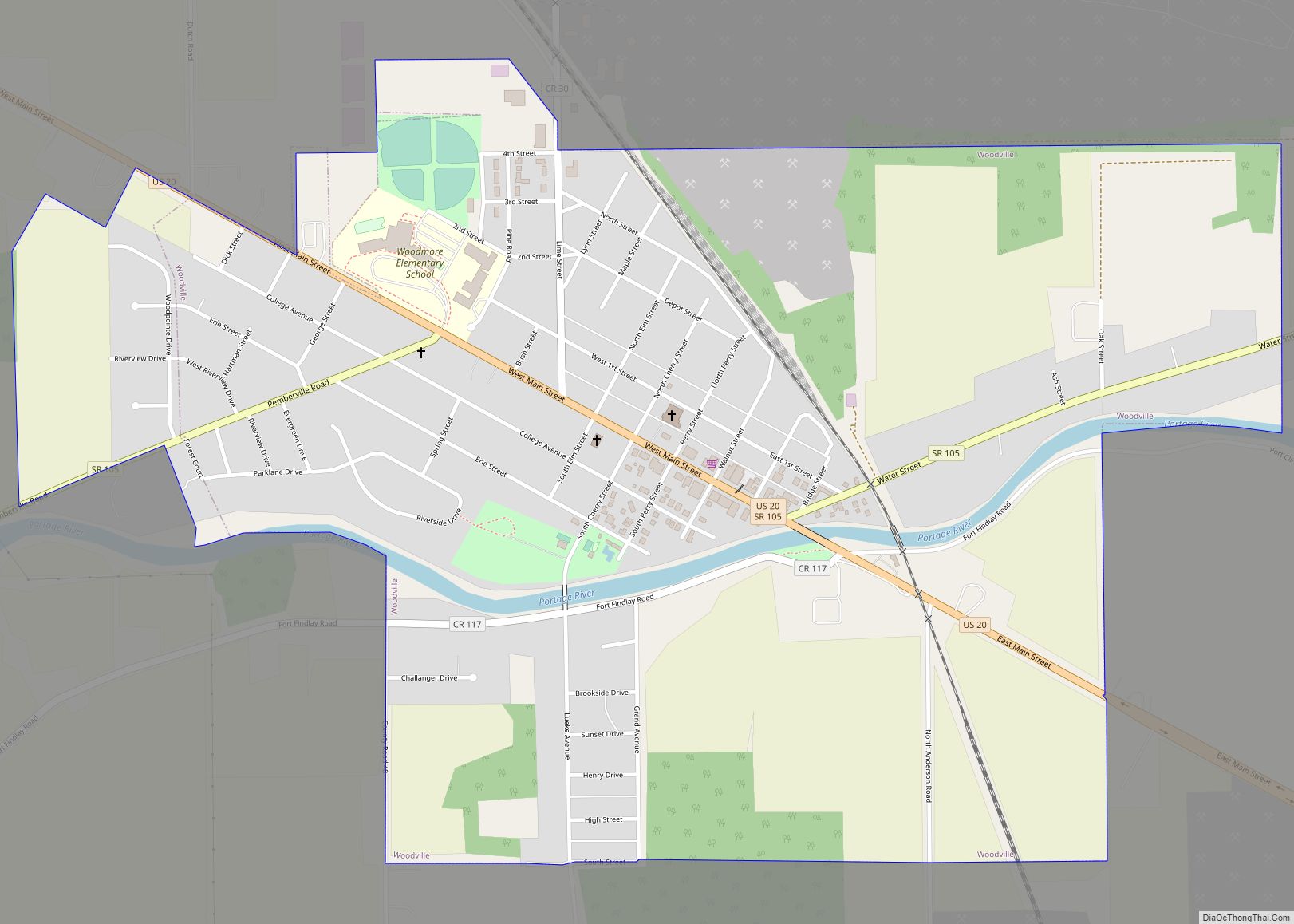 Map of Woodville village, Ohio