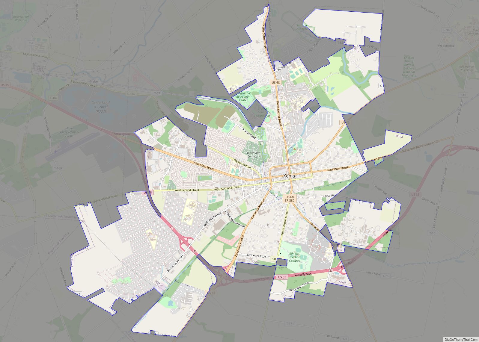 Map of Xenia city, Ohio