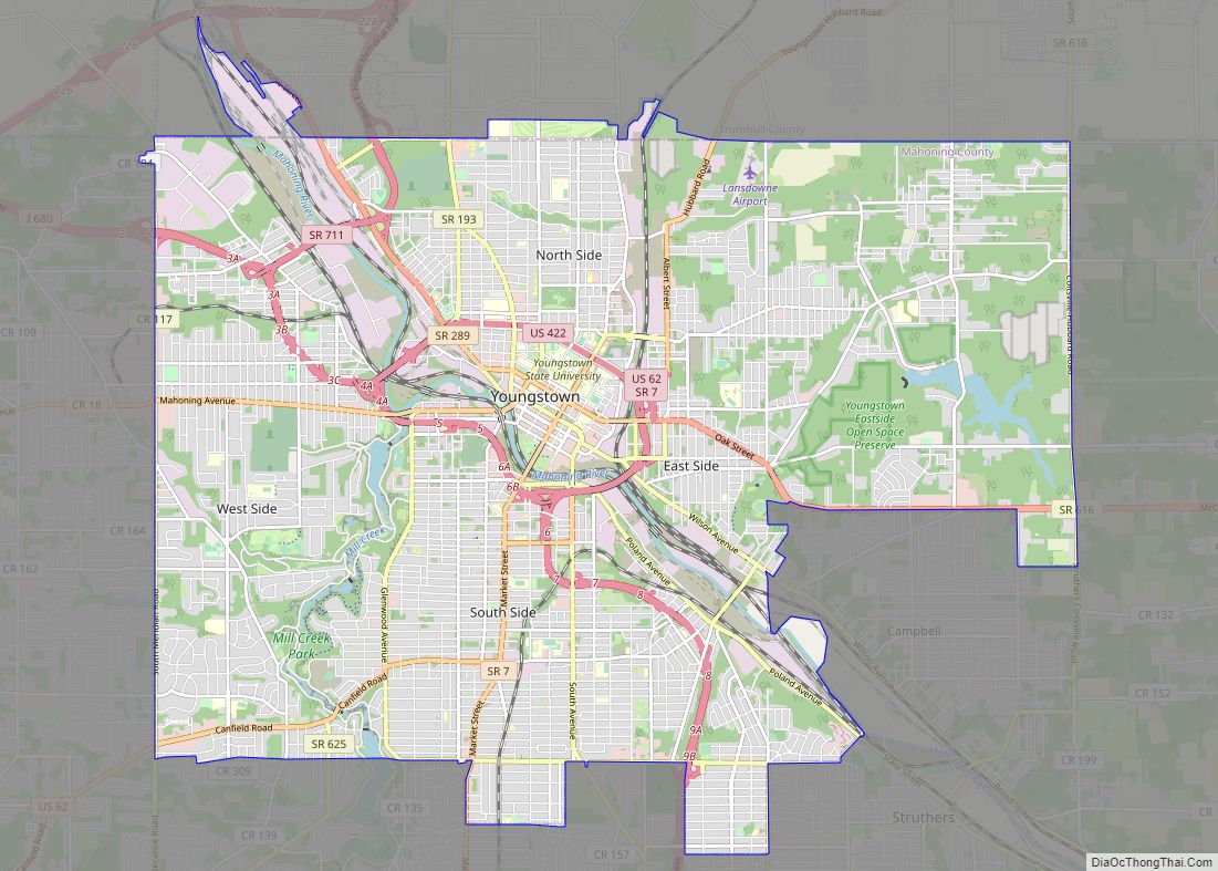 Map of Youngstown city, Ohio