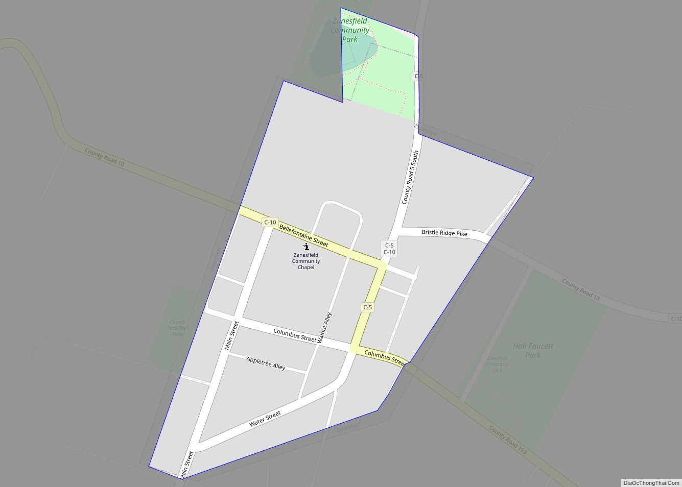 Map of Zanesfield village