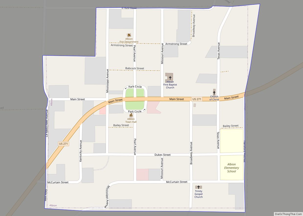 Map of Albion town, Oklahoma