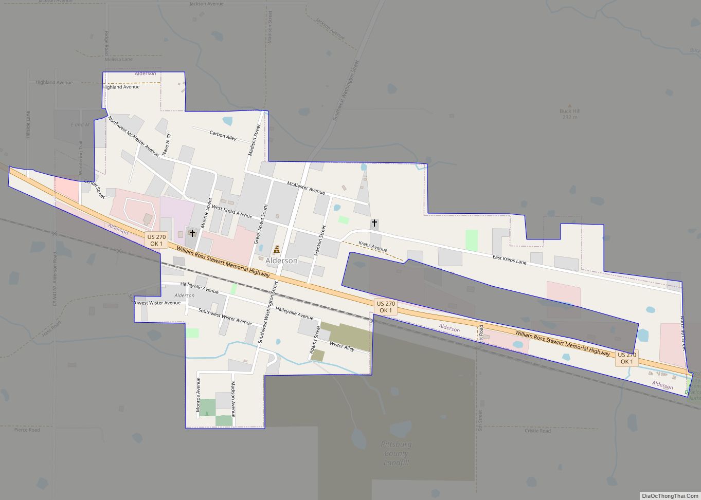 Map of Alderson town