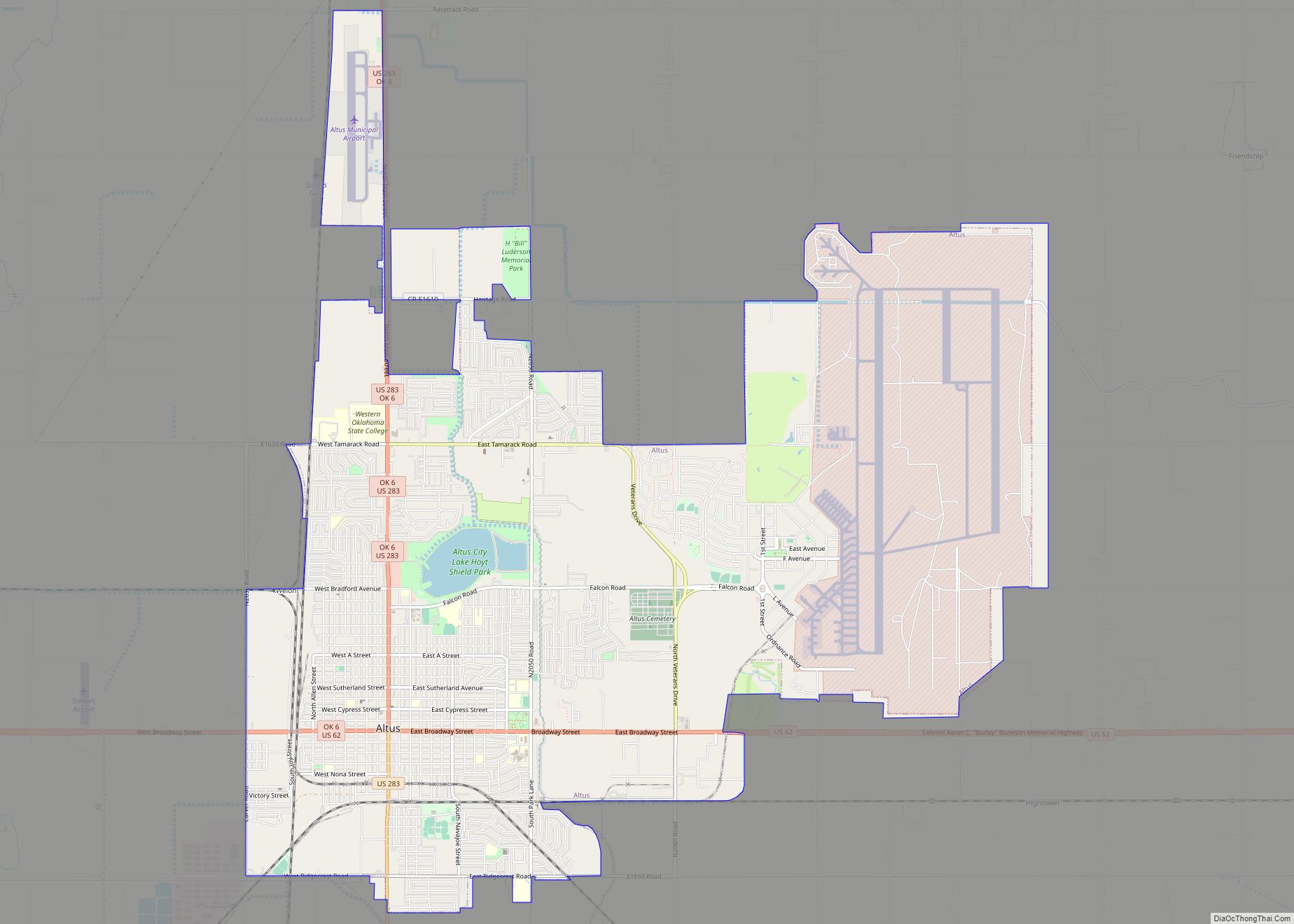 Map of Altus city, Oklahoma