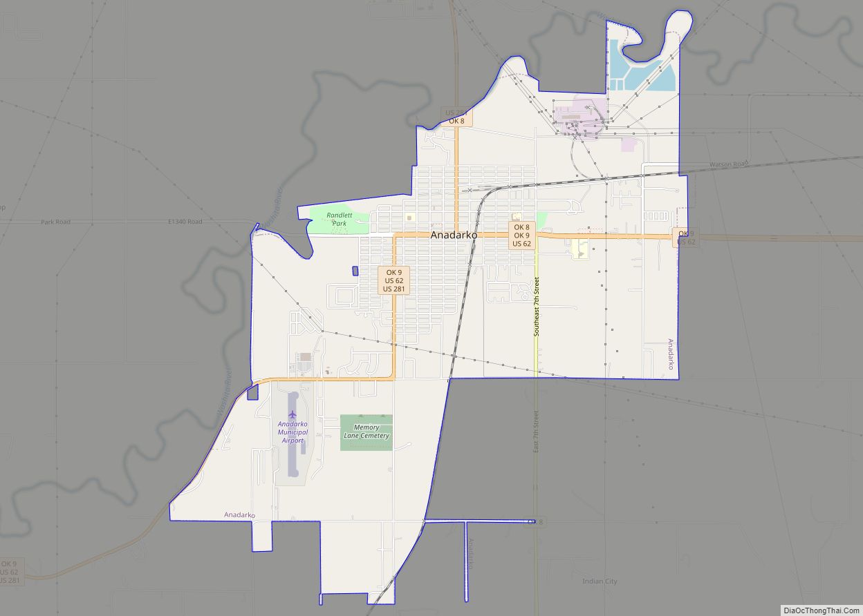 Map of Anadarko city