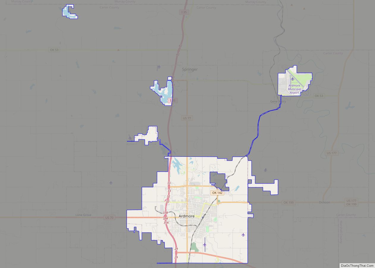 Map of Ardmore city, Oklahoma
