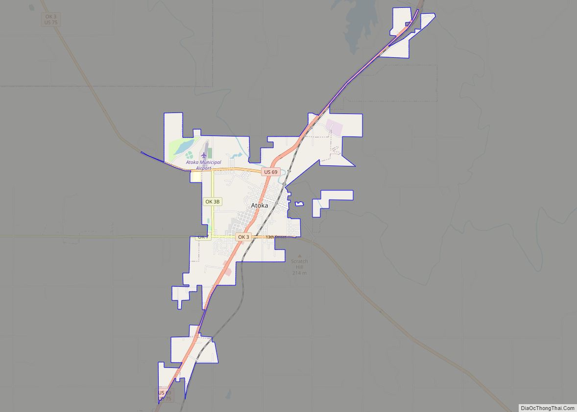 Map of Atoka city, Oklahoma