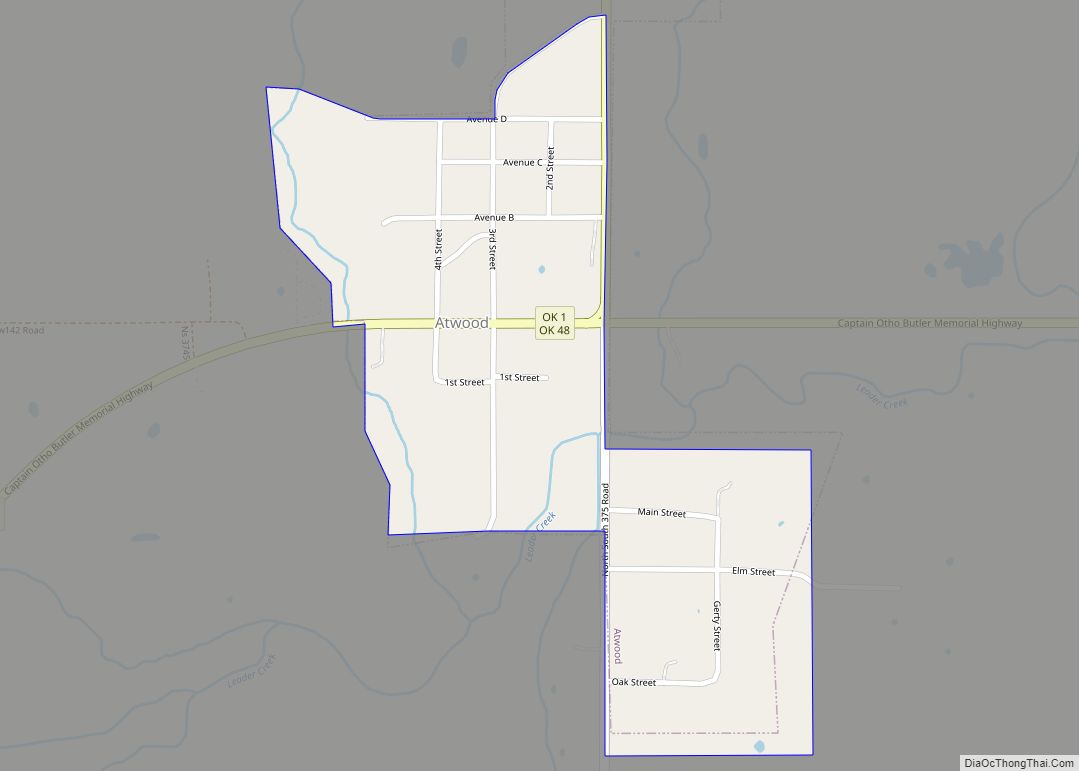 Map of Atwood town, Oklahoma