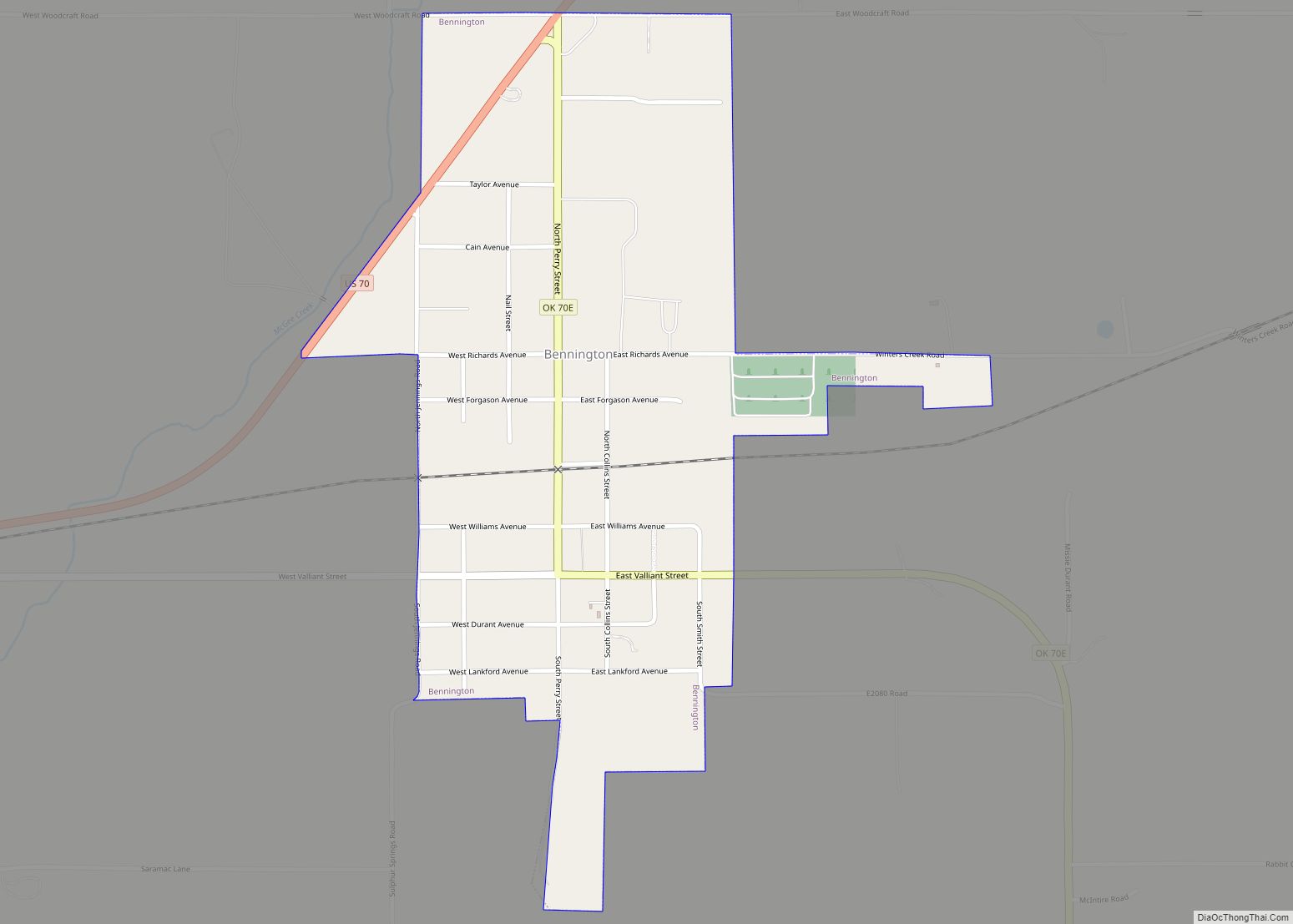 Map of Bennington town, Oklahoma