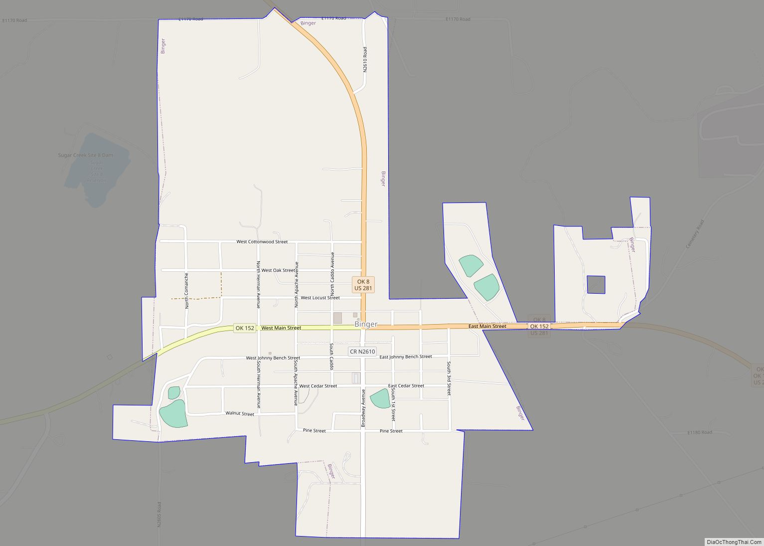 Map of Binger town