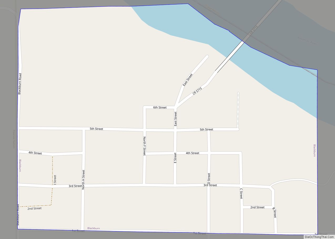 Map of Blackburn town, Oklahoma