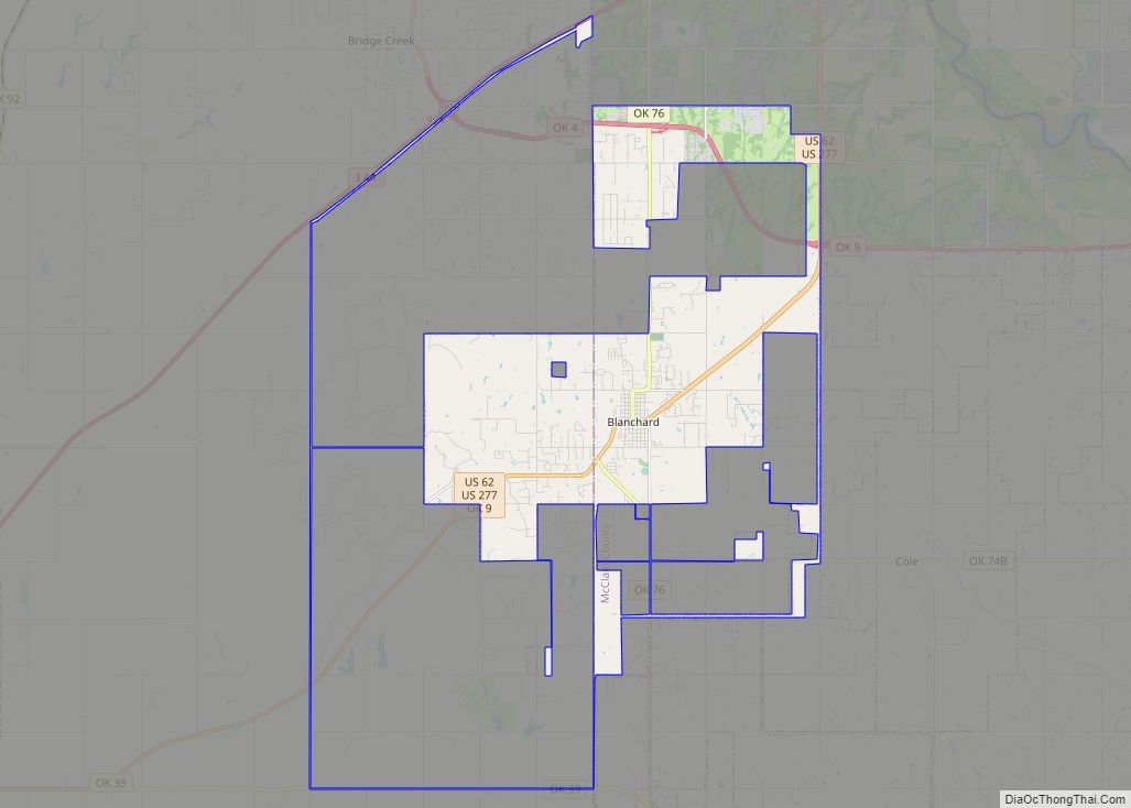 Map of Blanchard city, Oklahoma