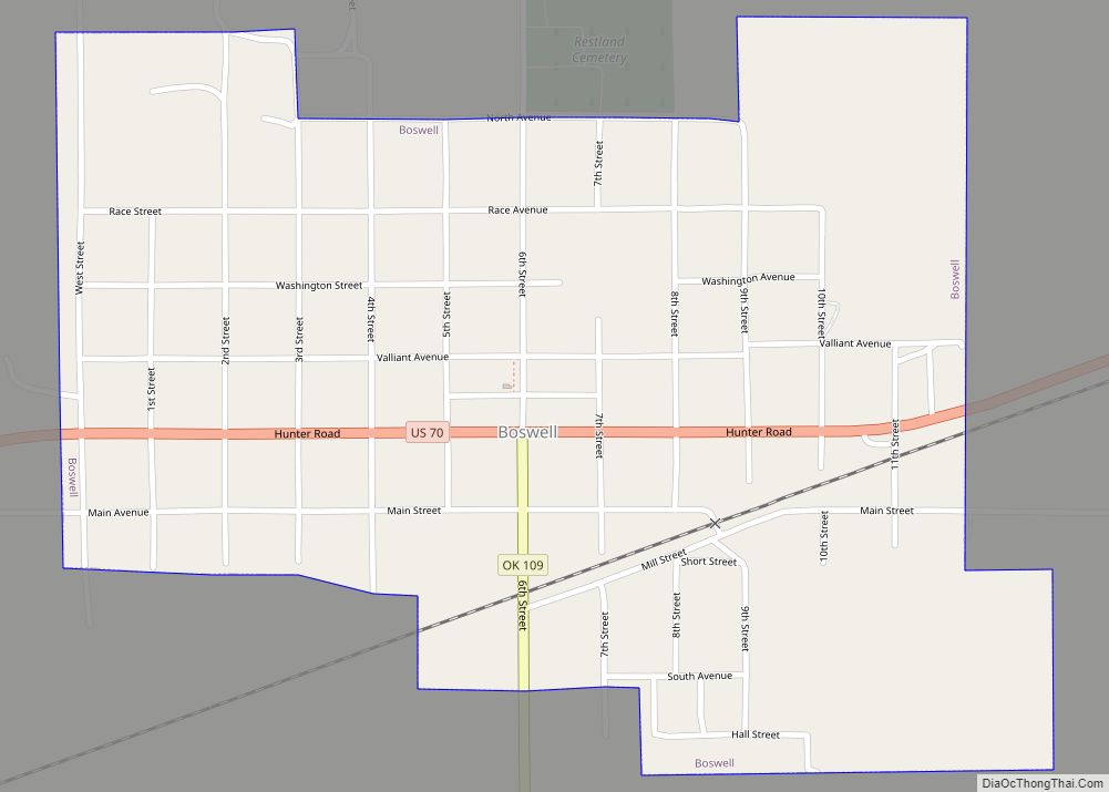 Map of Boswell town, Oklahoma