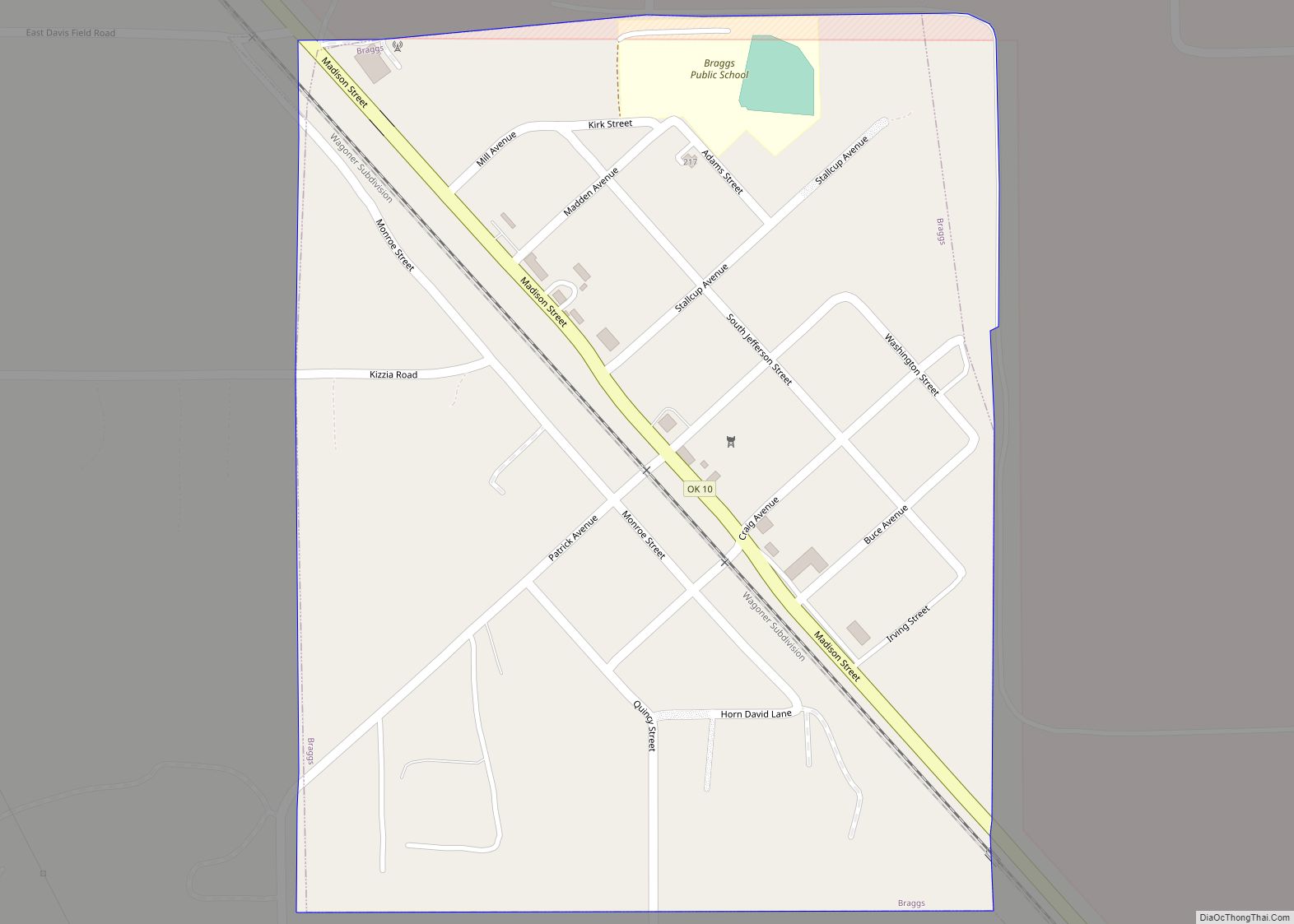Map of Braggs town