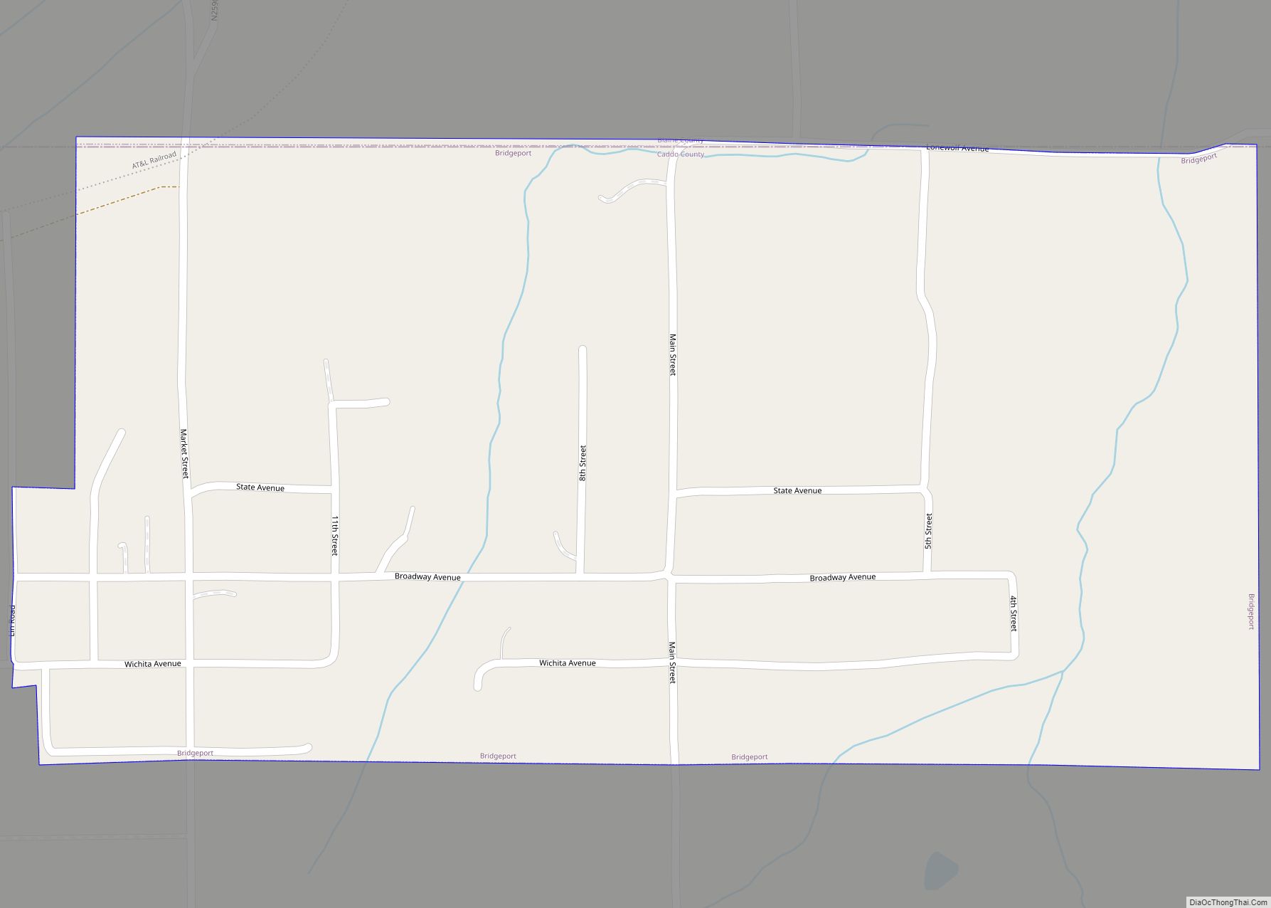 Map of Bridgeport city, Oklahoma