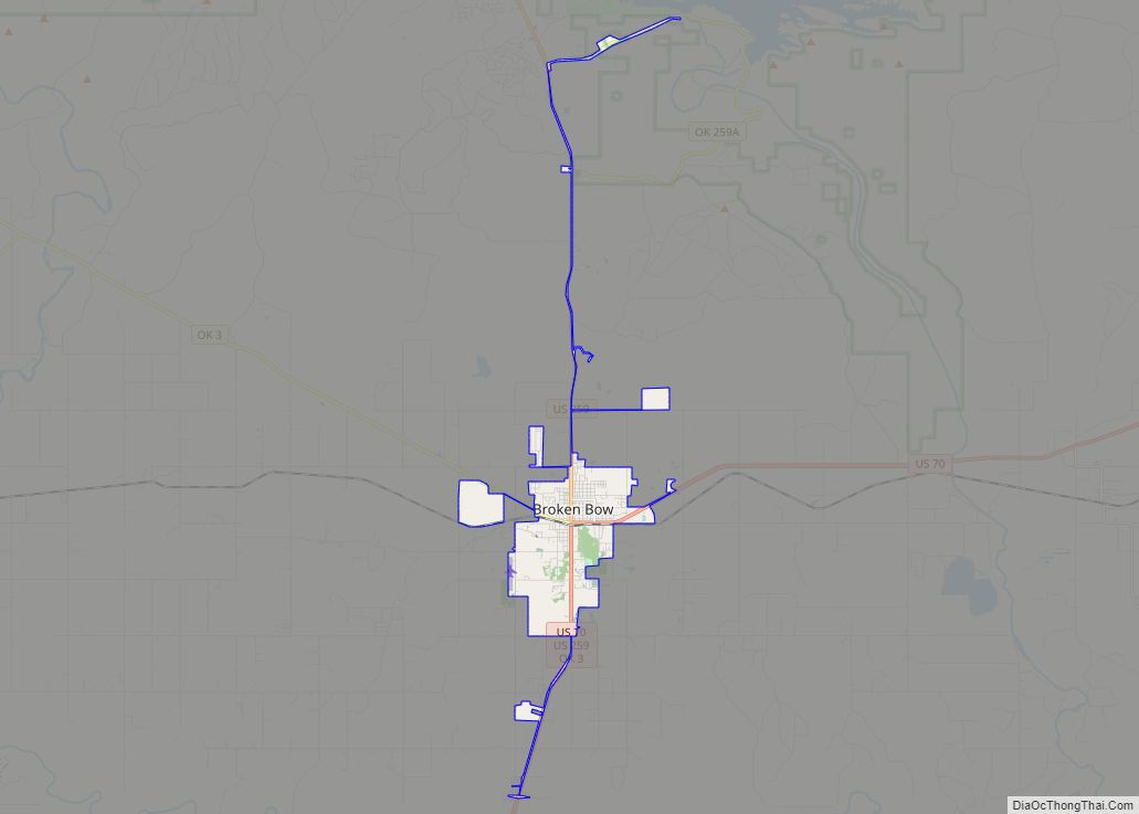 Map of Broken Bow city, Oklahoma