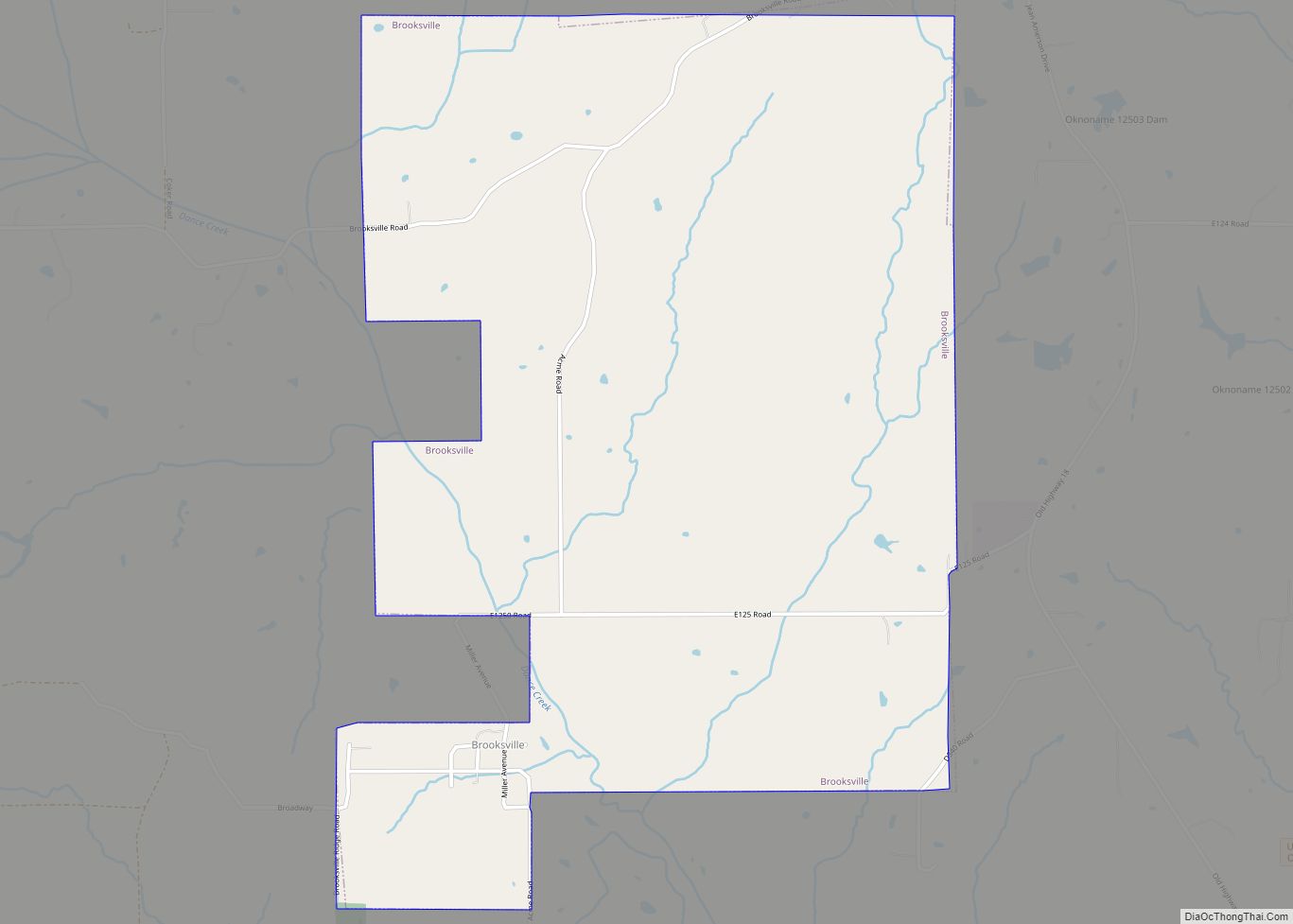 Map of Brooksville town, Oklahoma