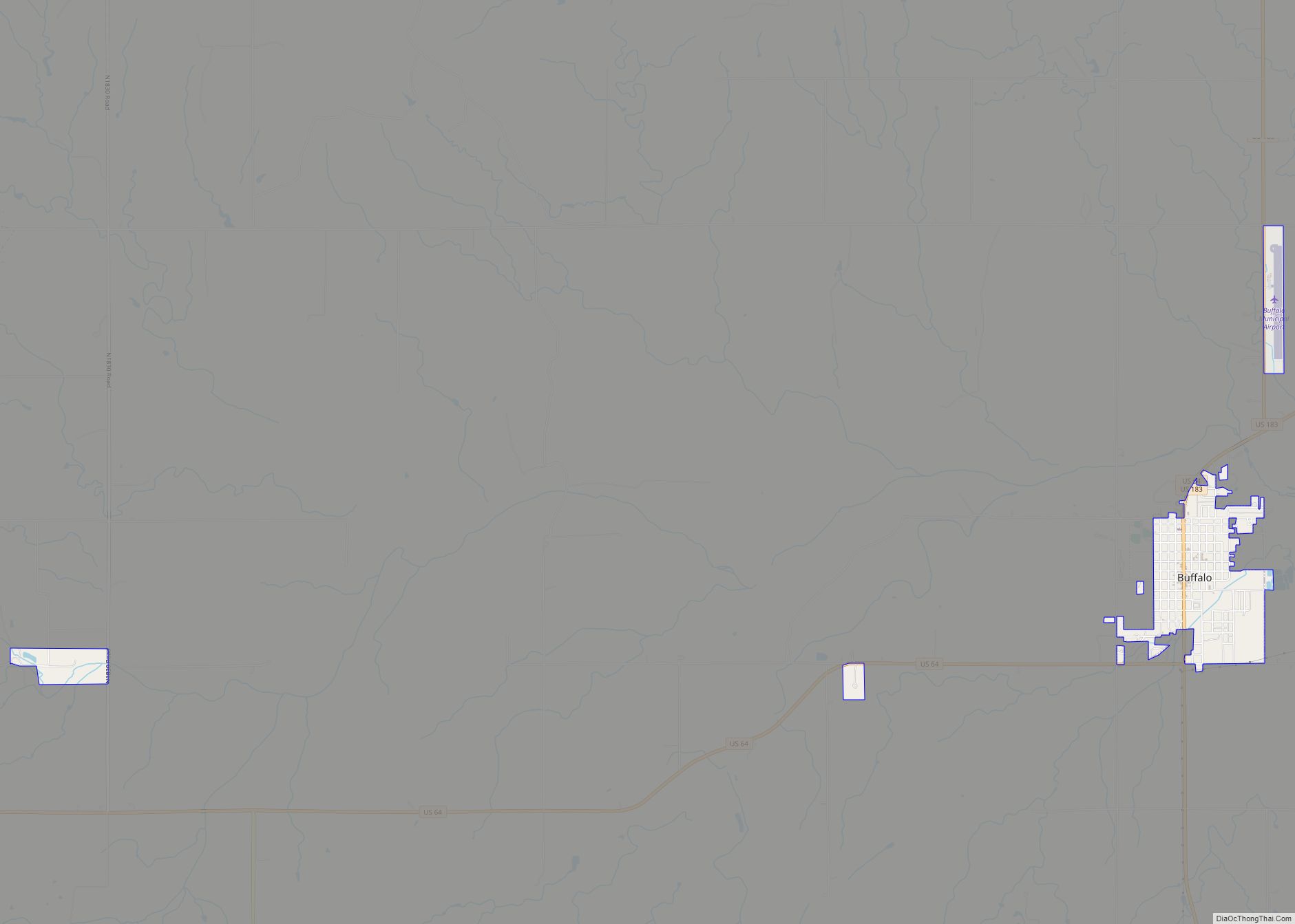 Map of Buffalo town, Oklahoma