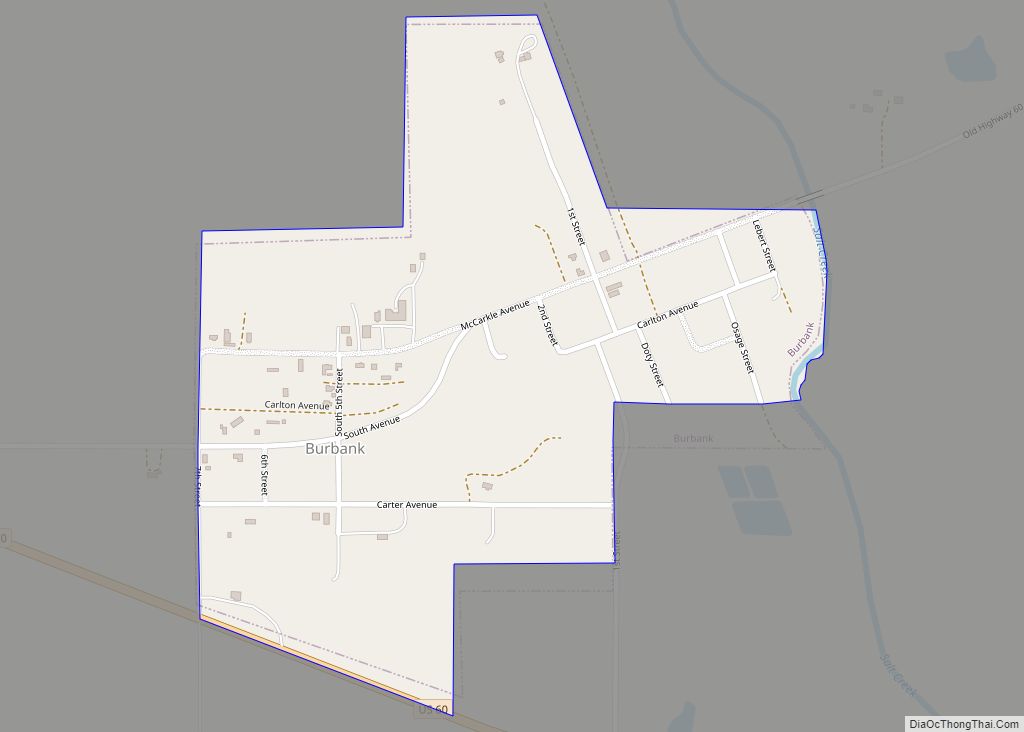Map of Burbank town, Oklahoma