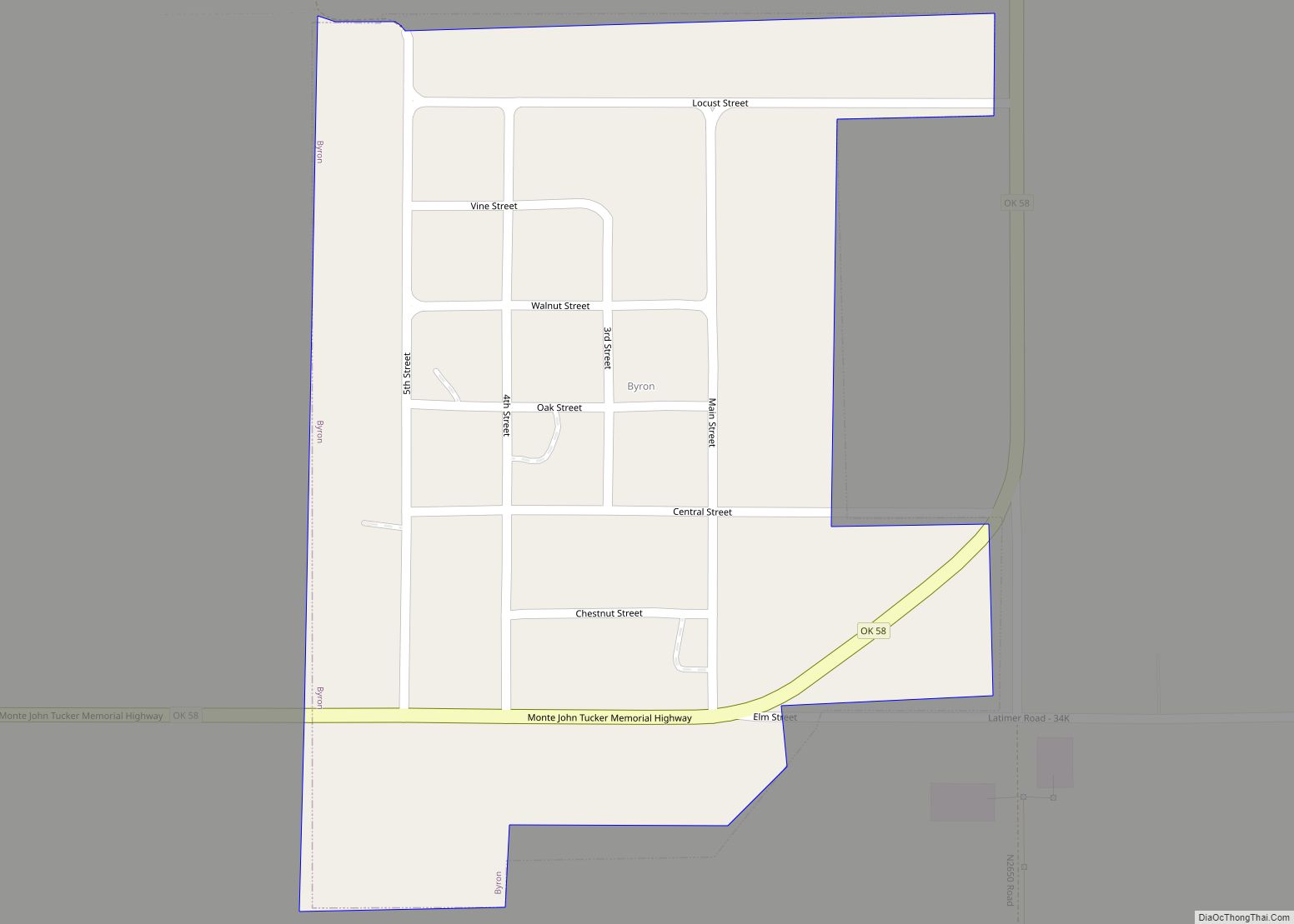 Map of Byron town, Oklahoma
