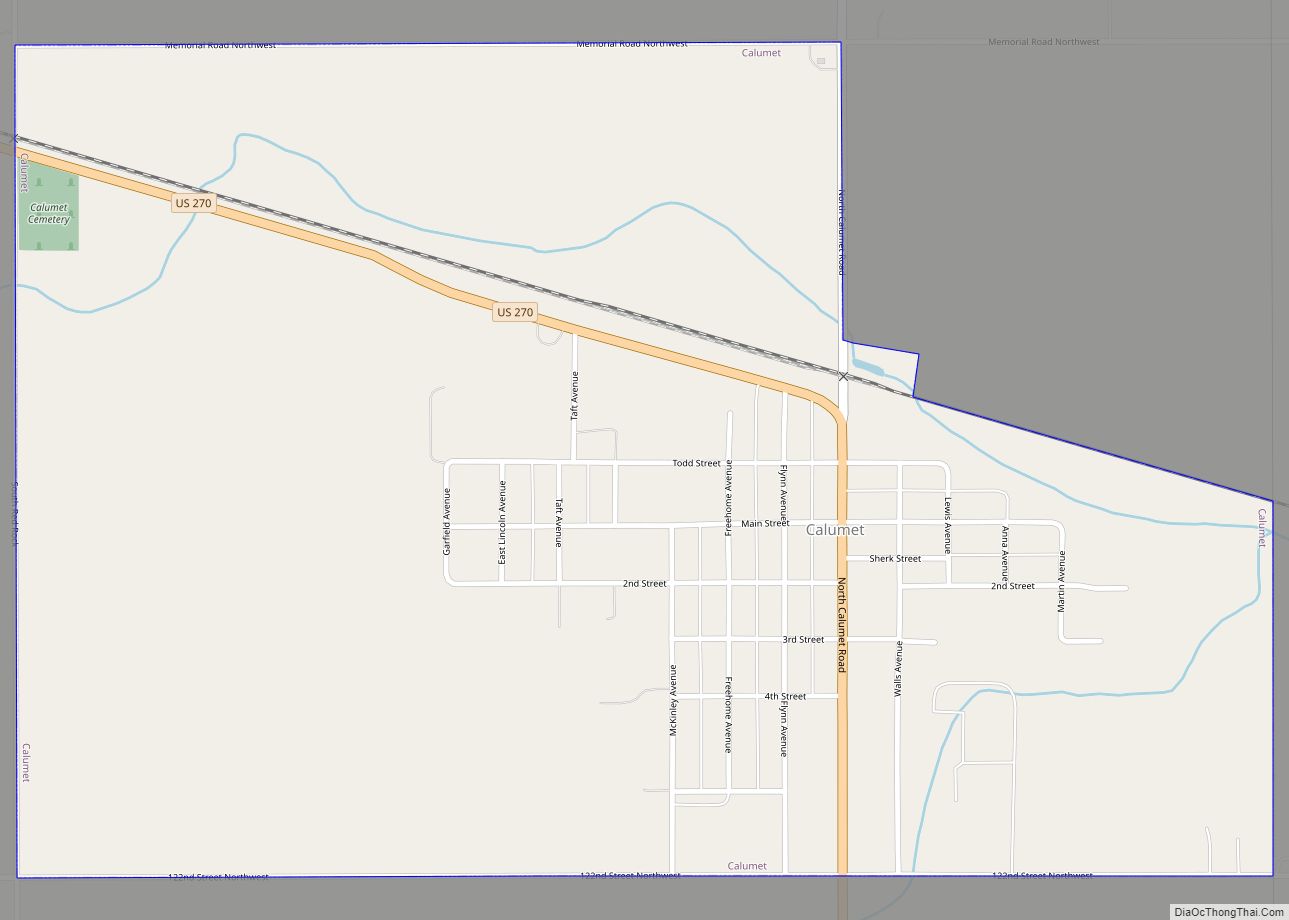 Map of Calumet town, Oklahoma