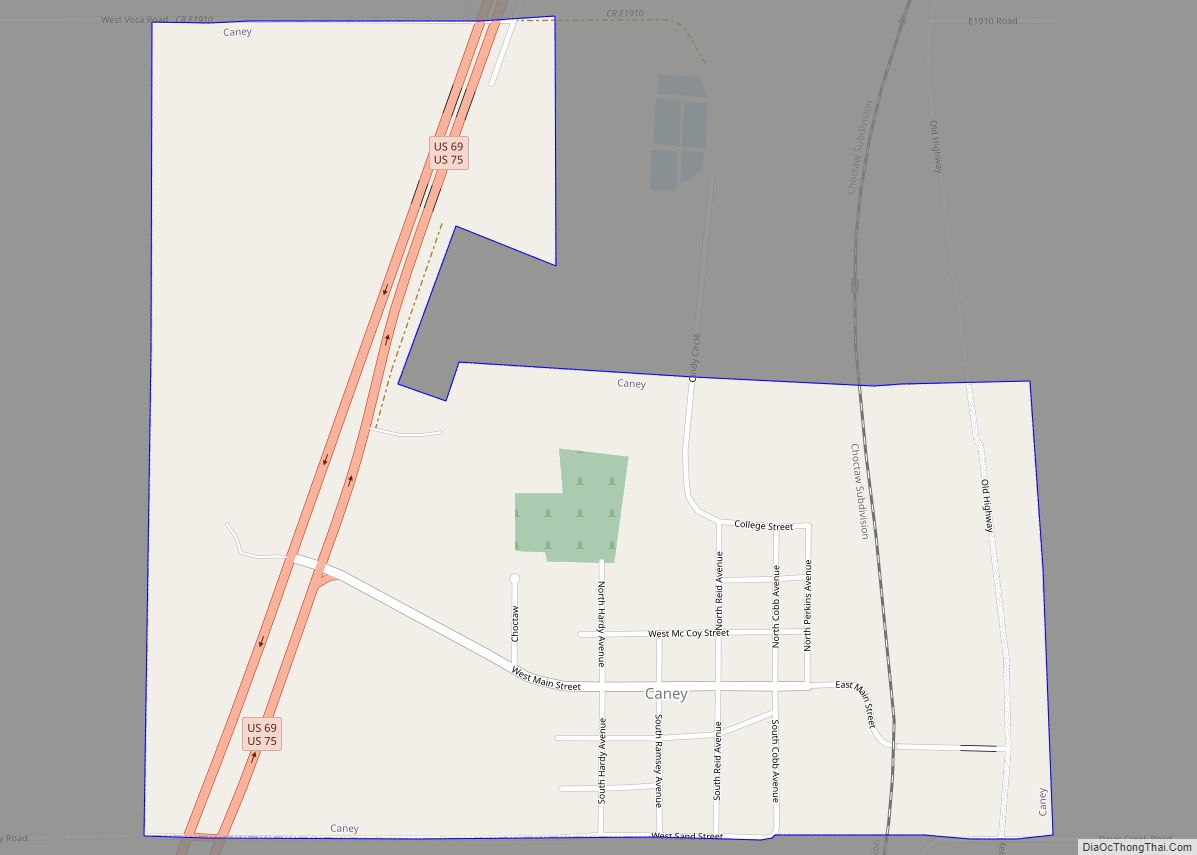 Map of Caney town, Oklahoma