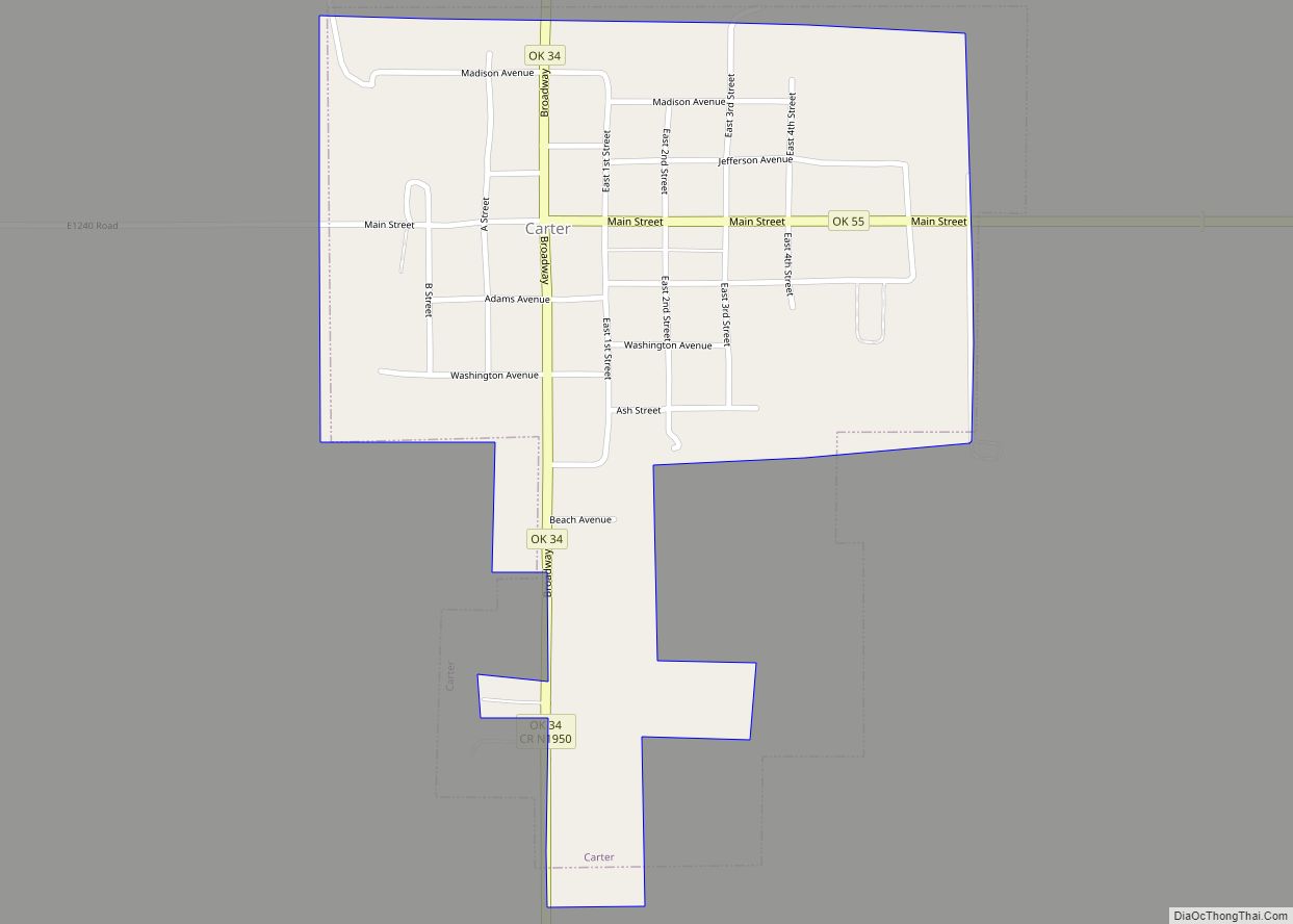 Map of Carter town, Oklahoma