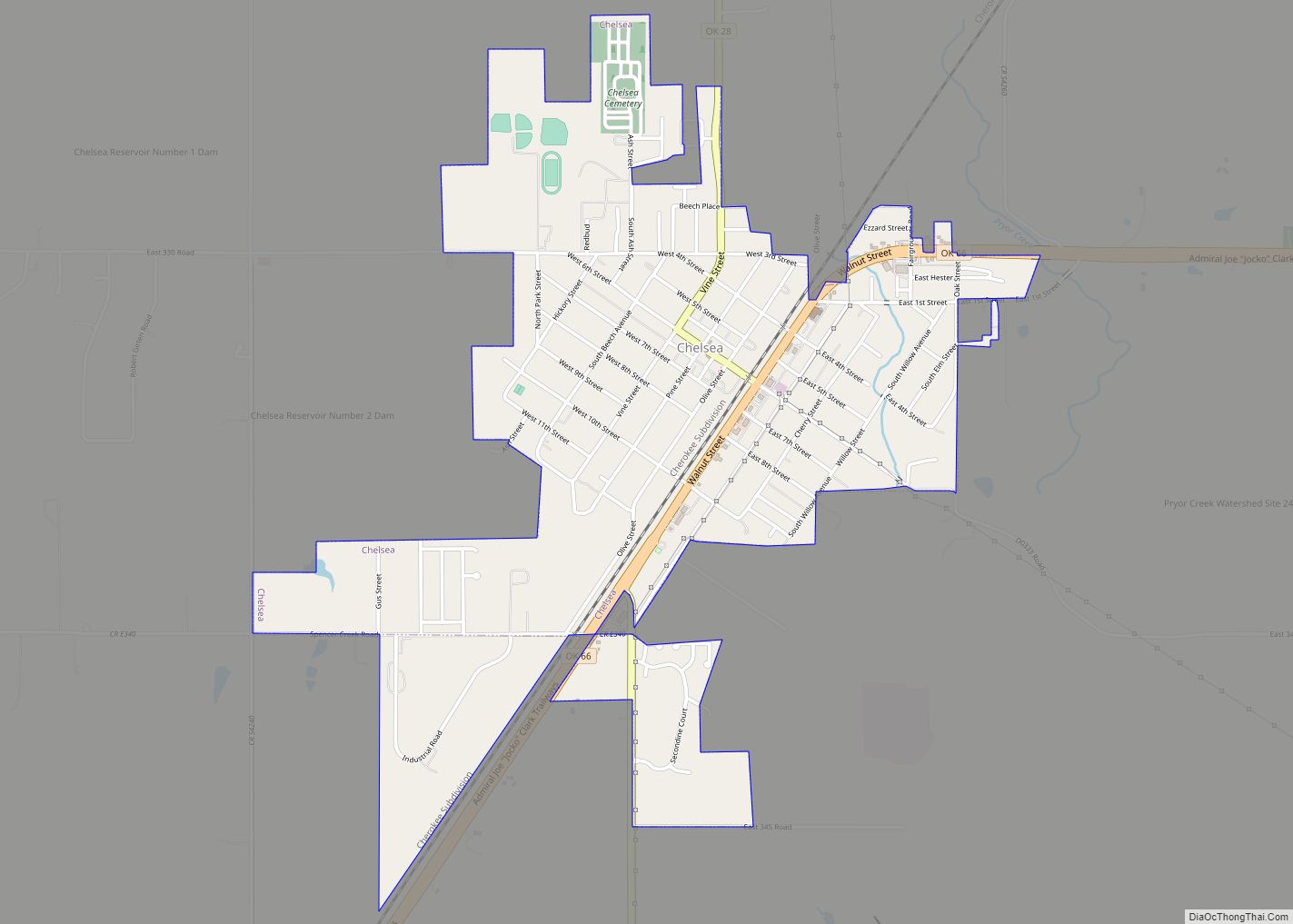 Map of Chelsea town, Oklahoma