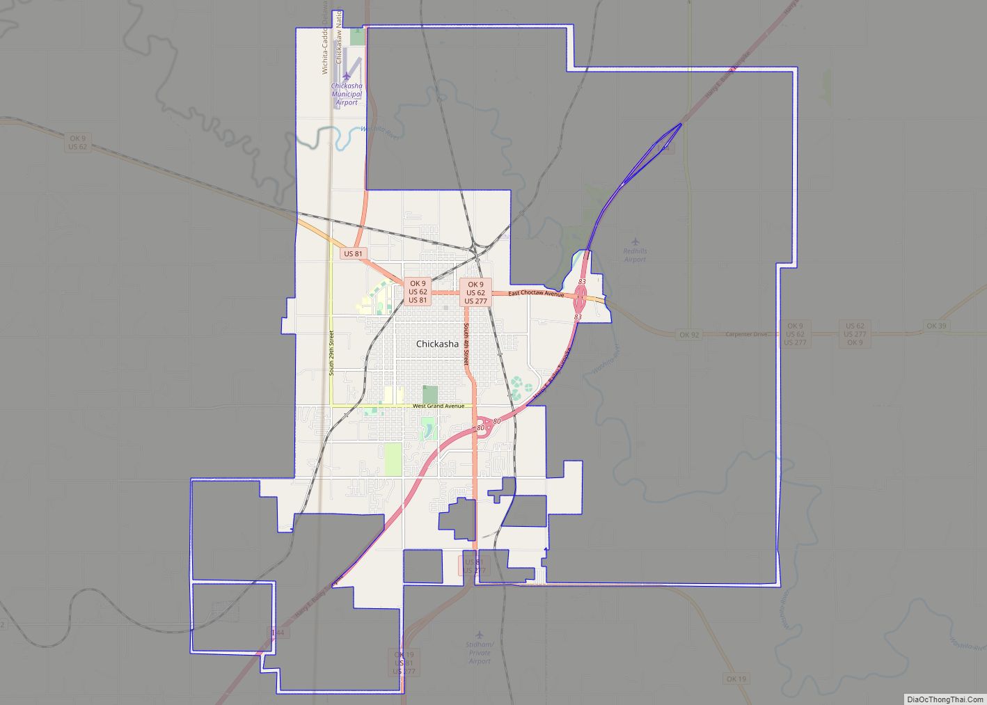 Map of Chickasha city
