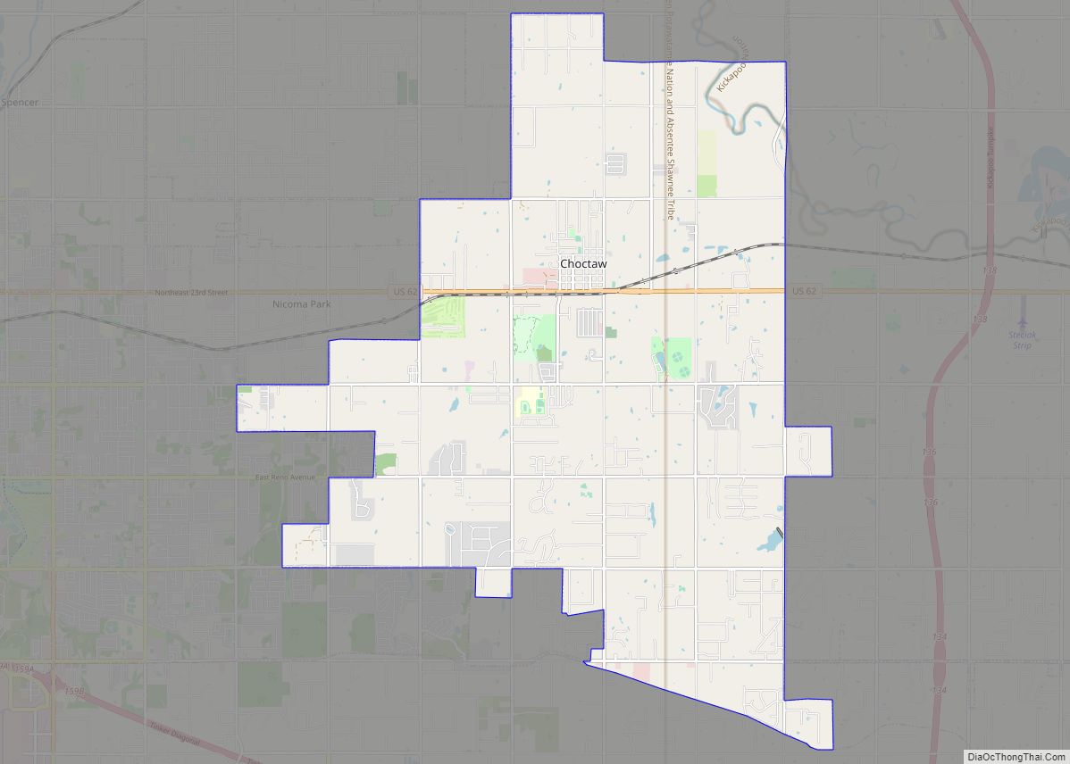 Map of Choctaw city, Oklahoma