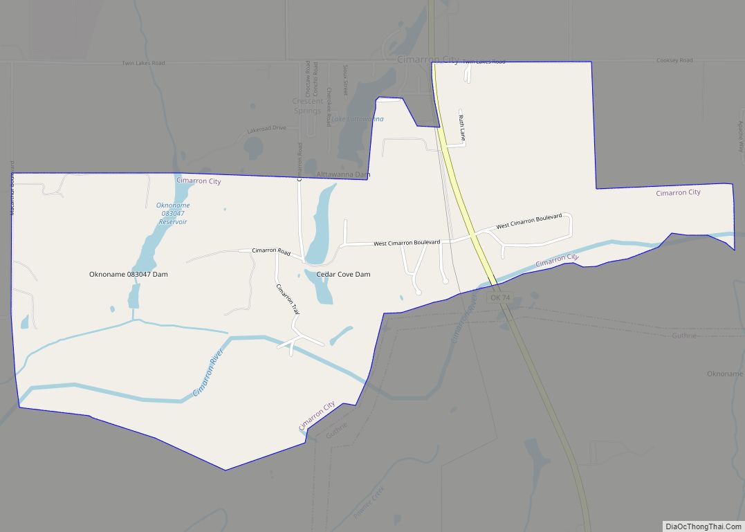 Map of Cimarron City town
