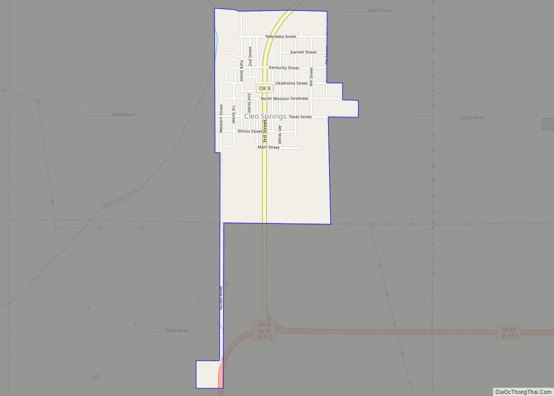 Map of Cleo Springs town