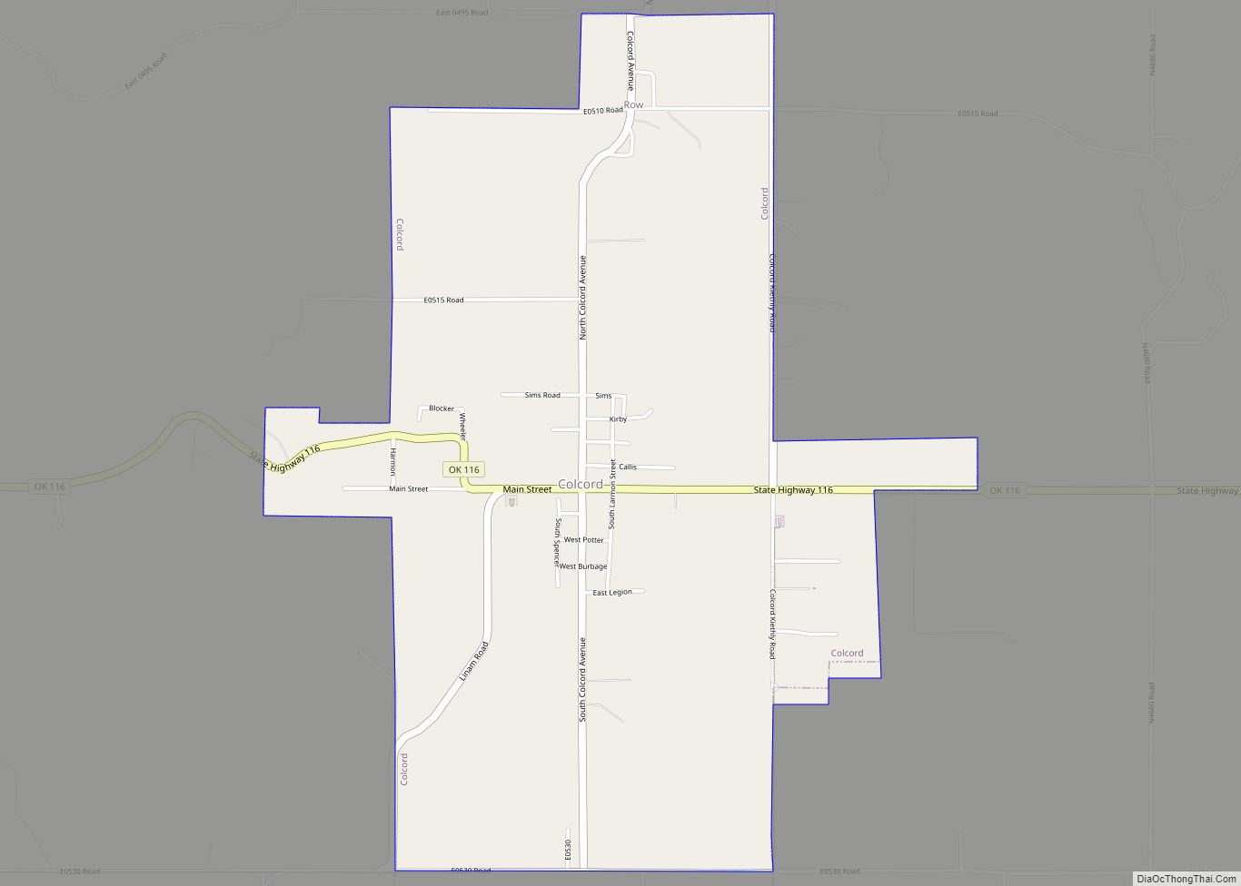 Map of Colcord town
