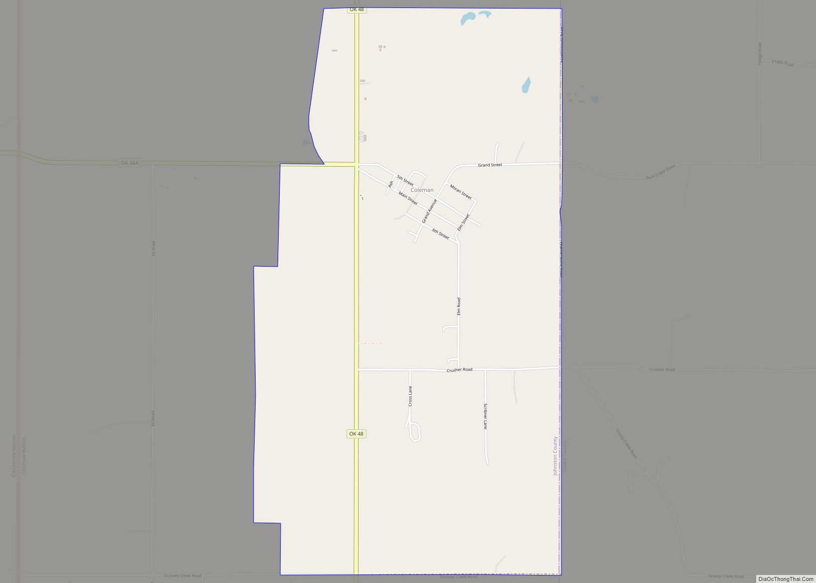 Map of Coleman CDP, Oklahoma