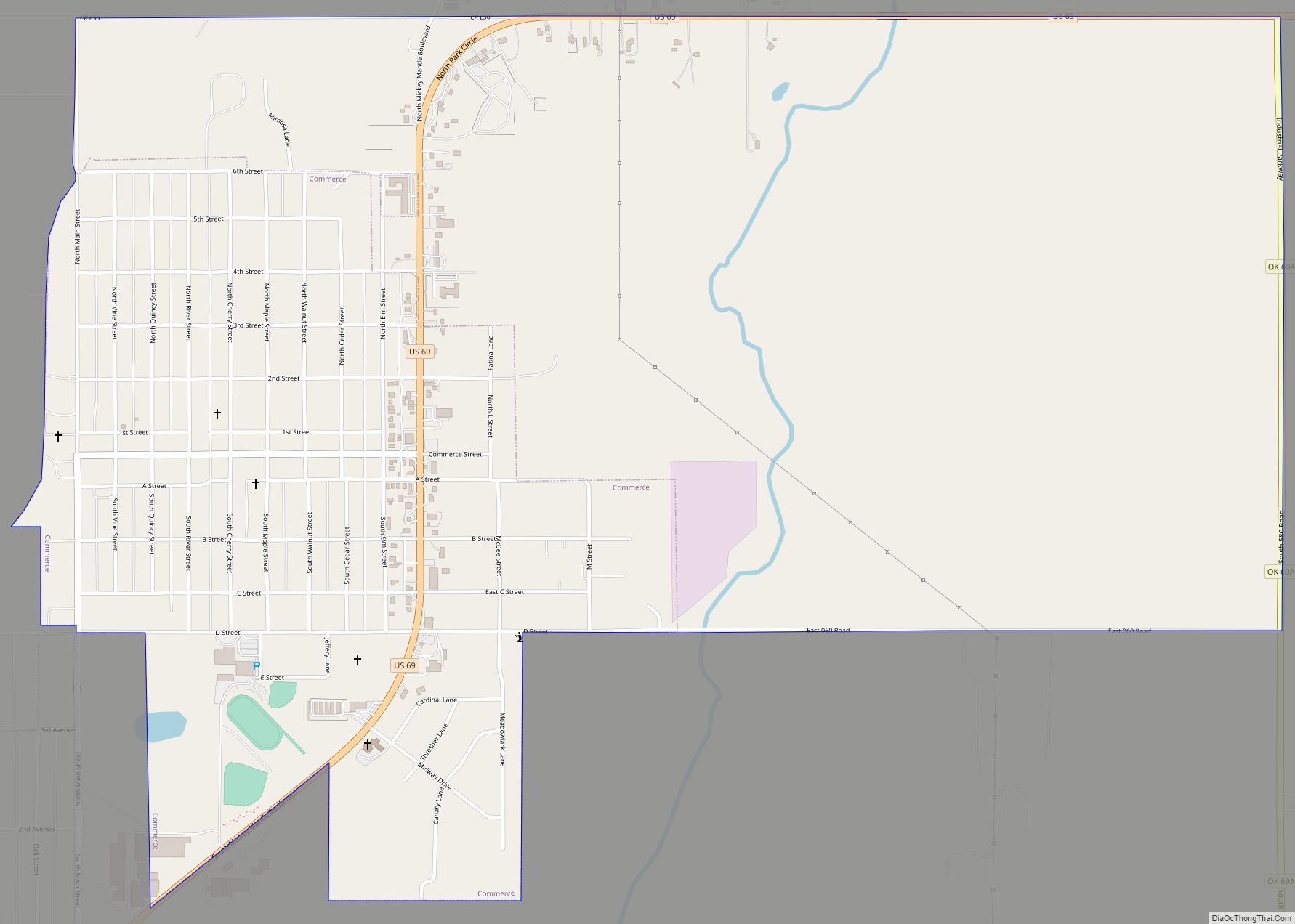 Map of Commerce city, Oklahoma