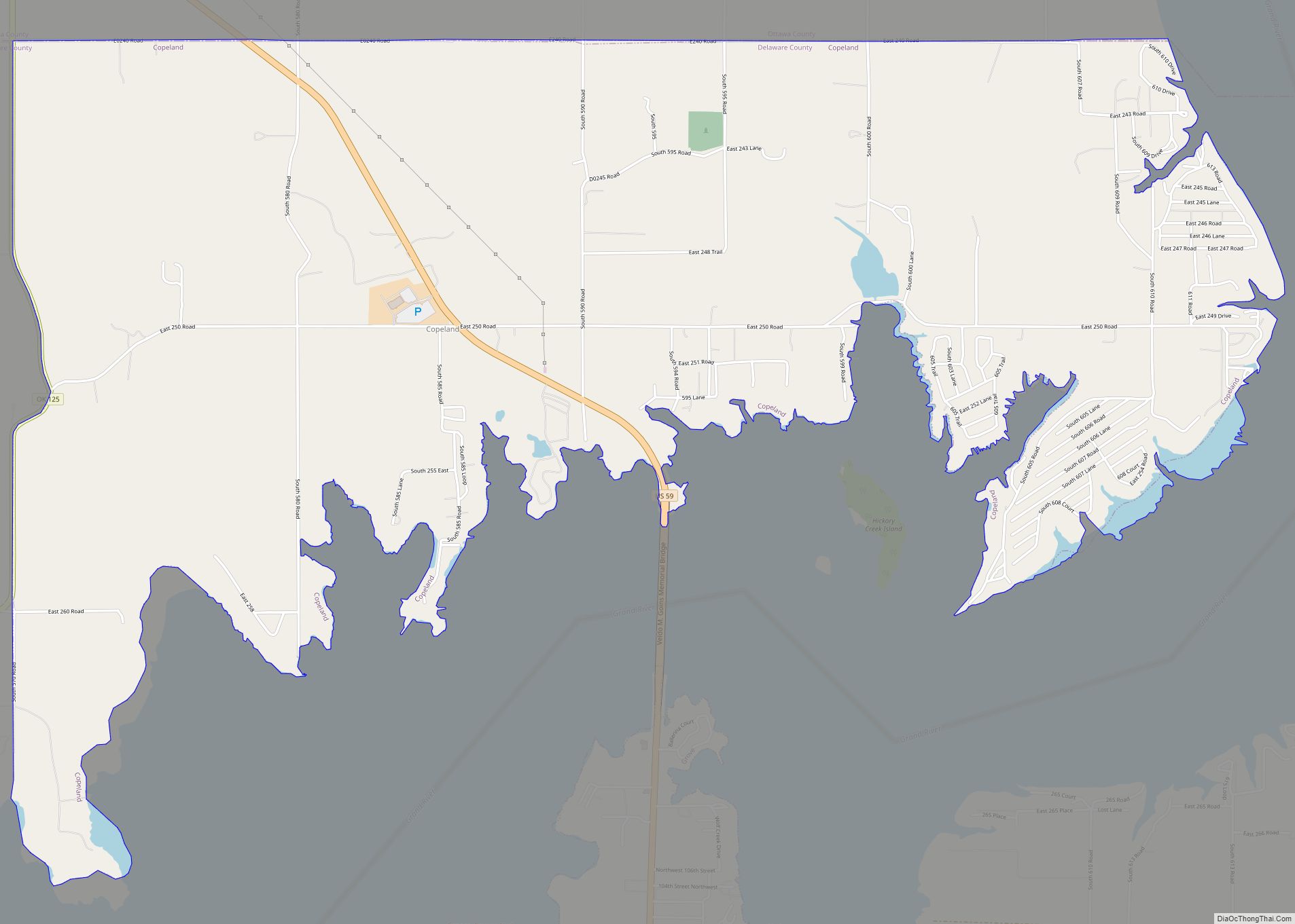Map of Copeland CDP, Oklahoma