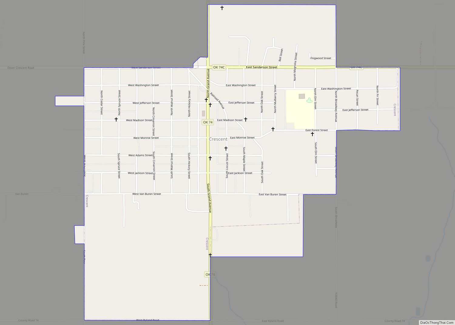 Map of Crescent city, Oklahoma