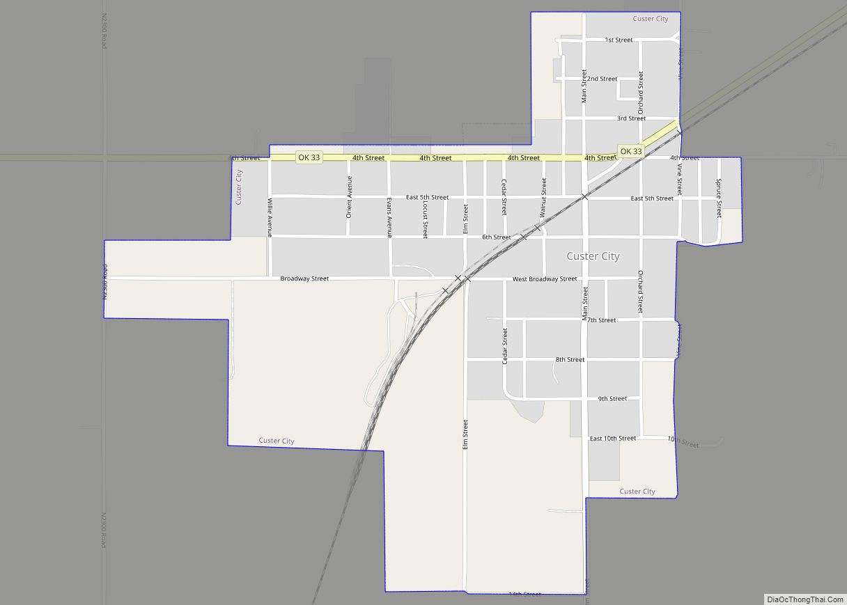 Map of Custer City town