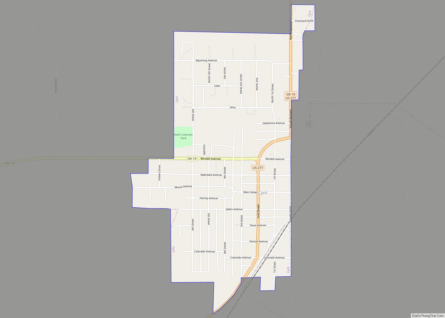 Map of Cyril town