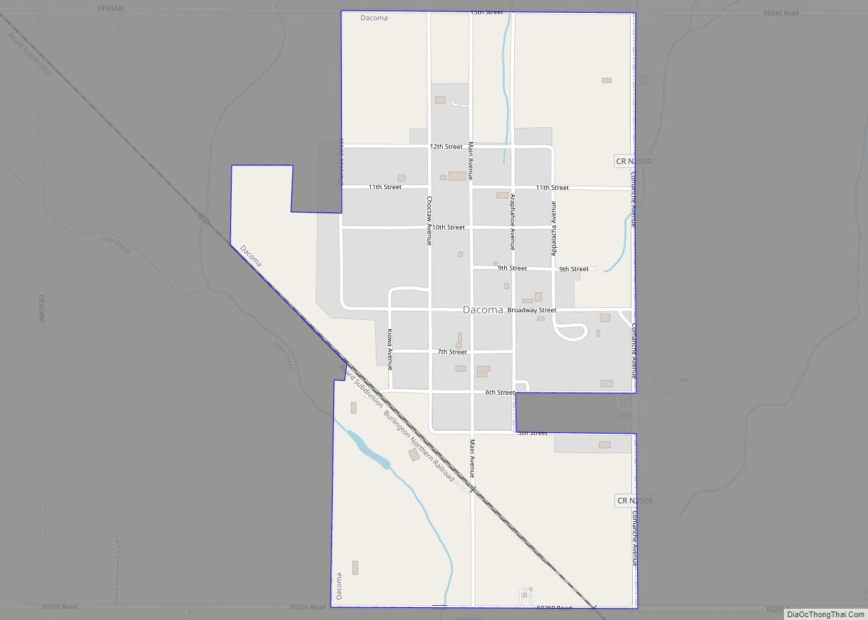 Map of Dacoma town