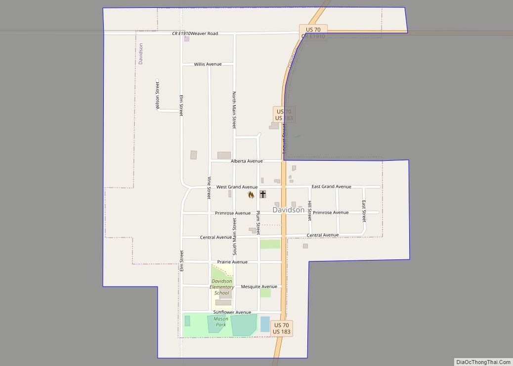 Map of Davidson town, Oklahoma