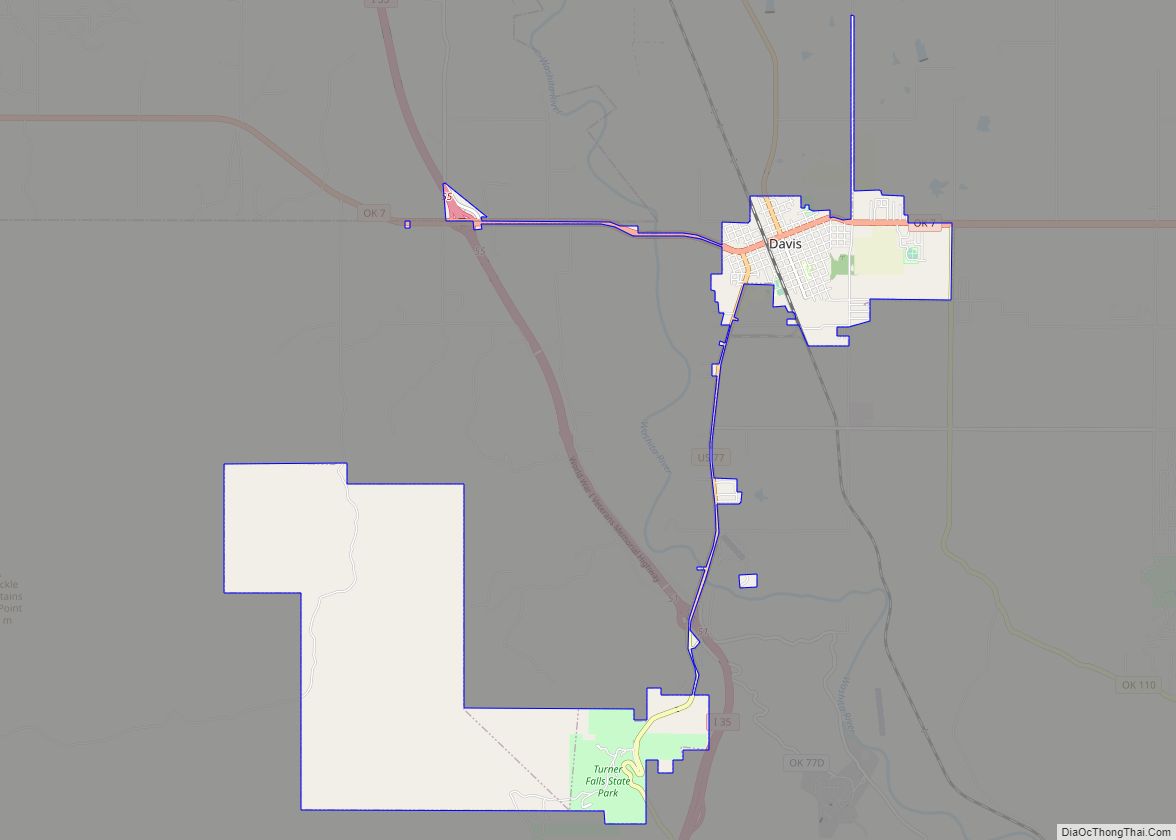 Map of Davis city, Oklahoma