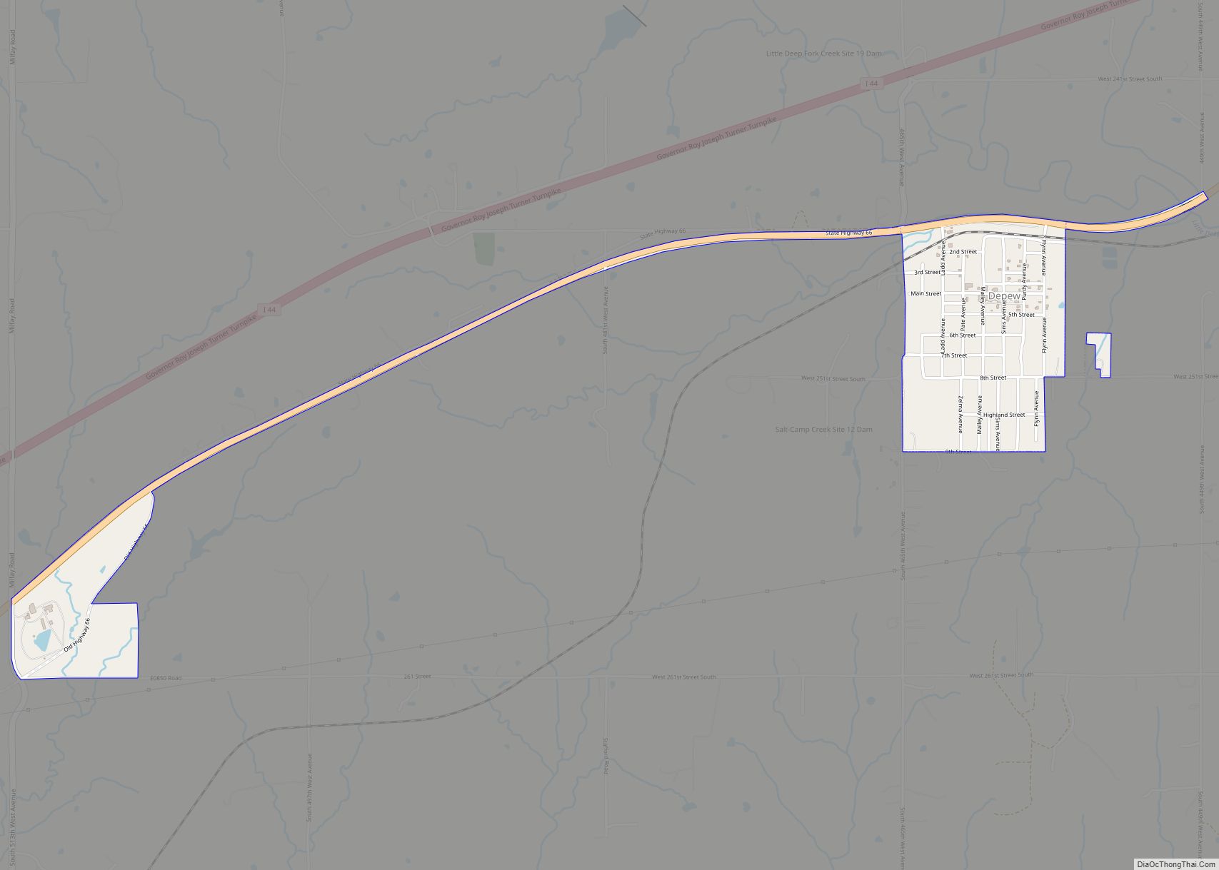 Map of Depew town, Oklahoma