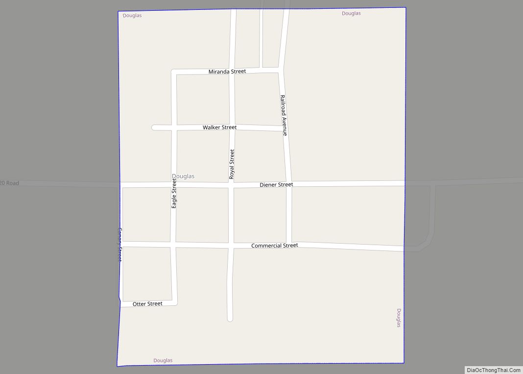 Map of Douglas town, Oklahoma