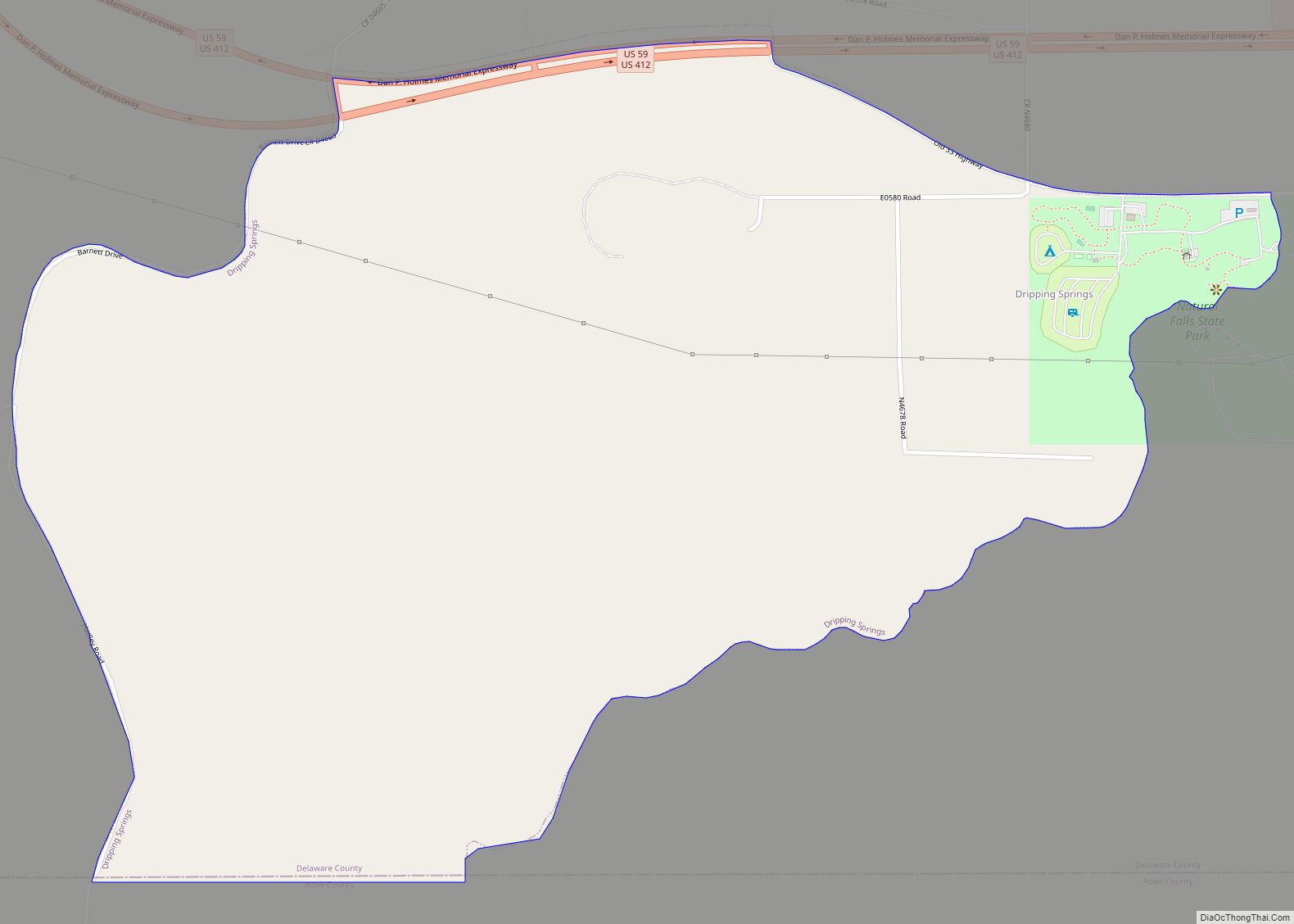 Map of Dripping Springs CDP, Oklahoma