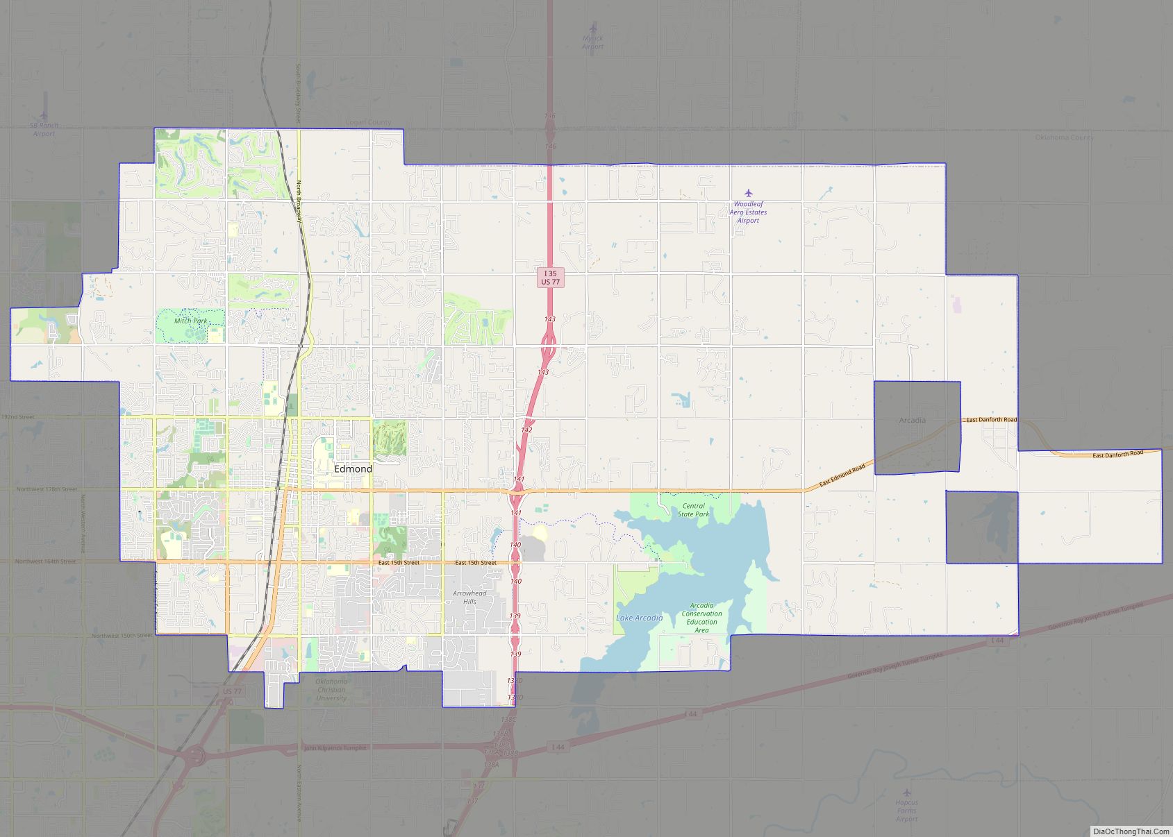Map of Edmond city, Oklahoma