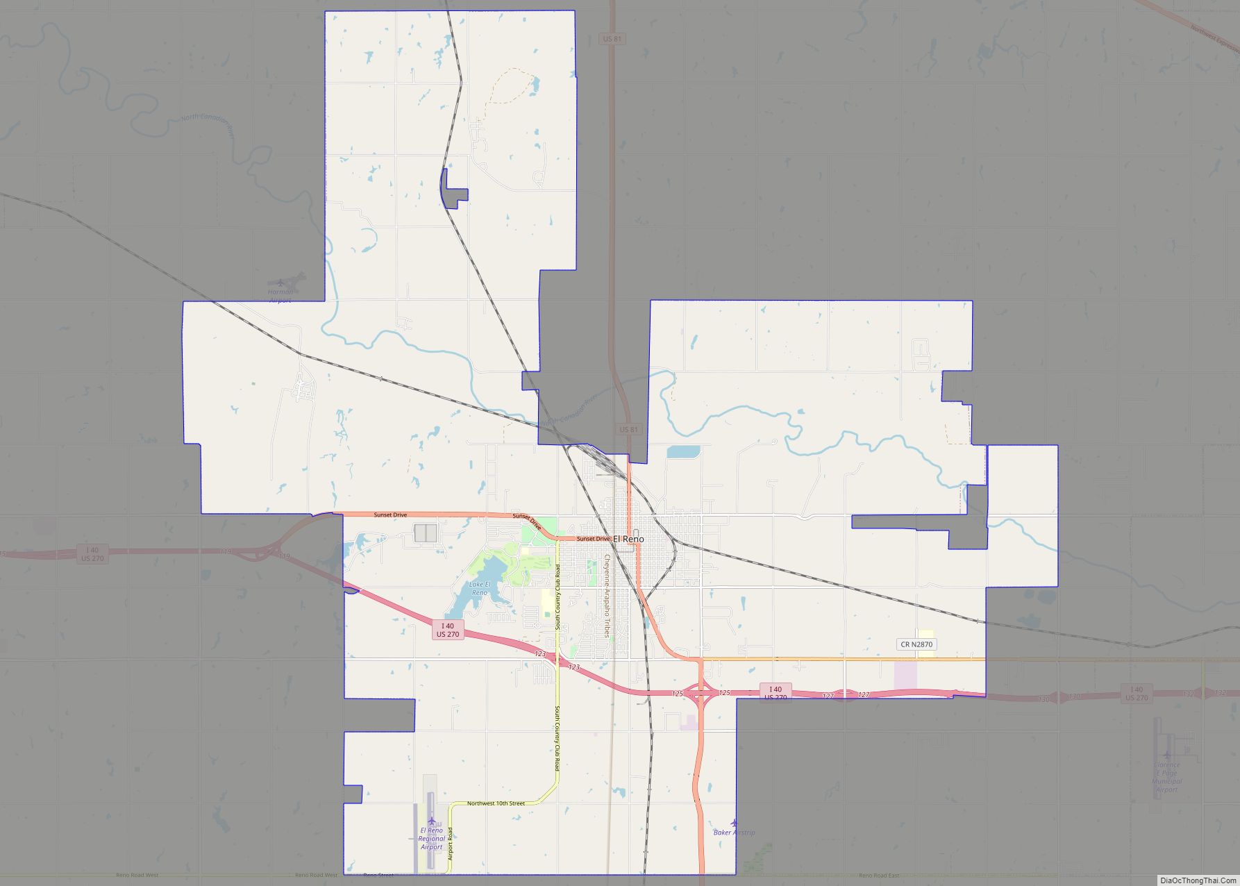 Map of El Reno city