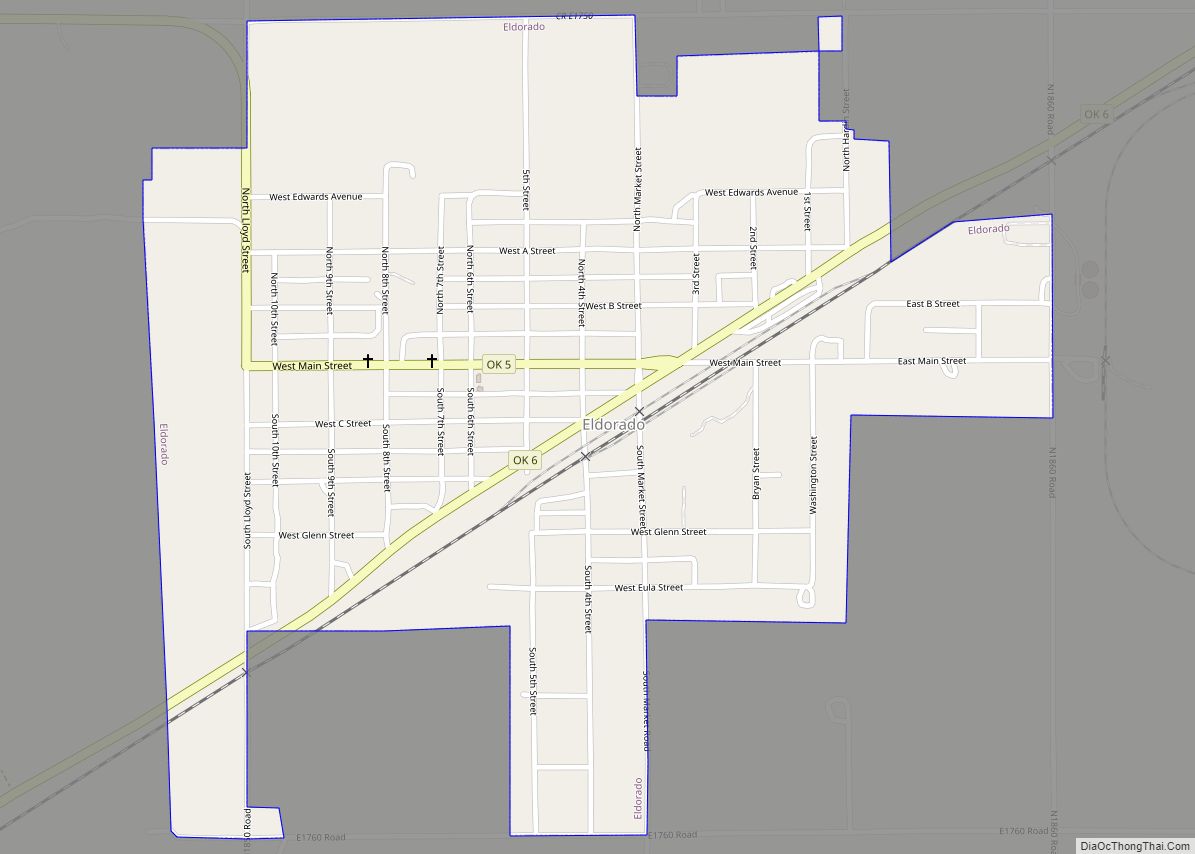 Map of Eldorado town, Oklahoma