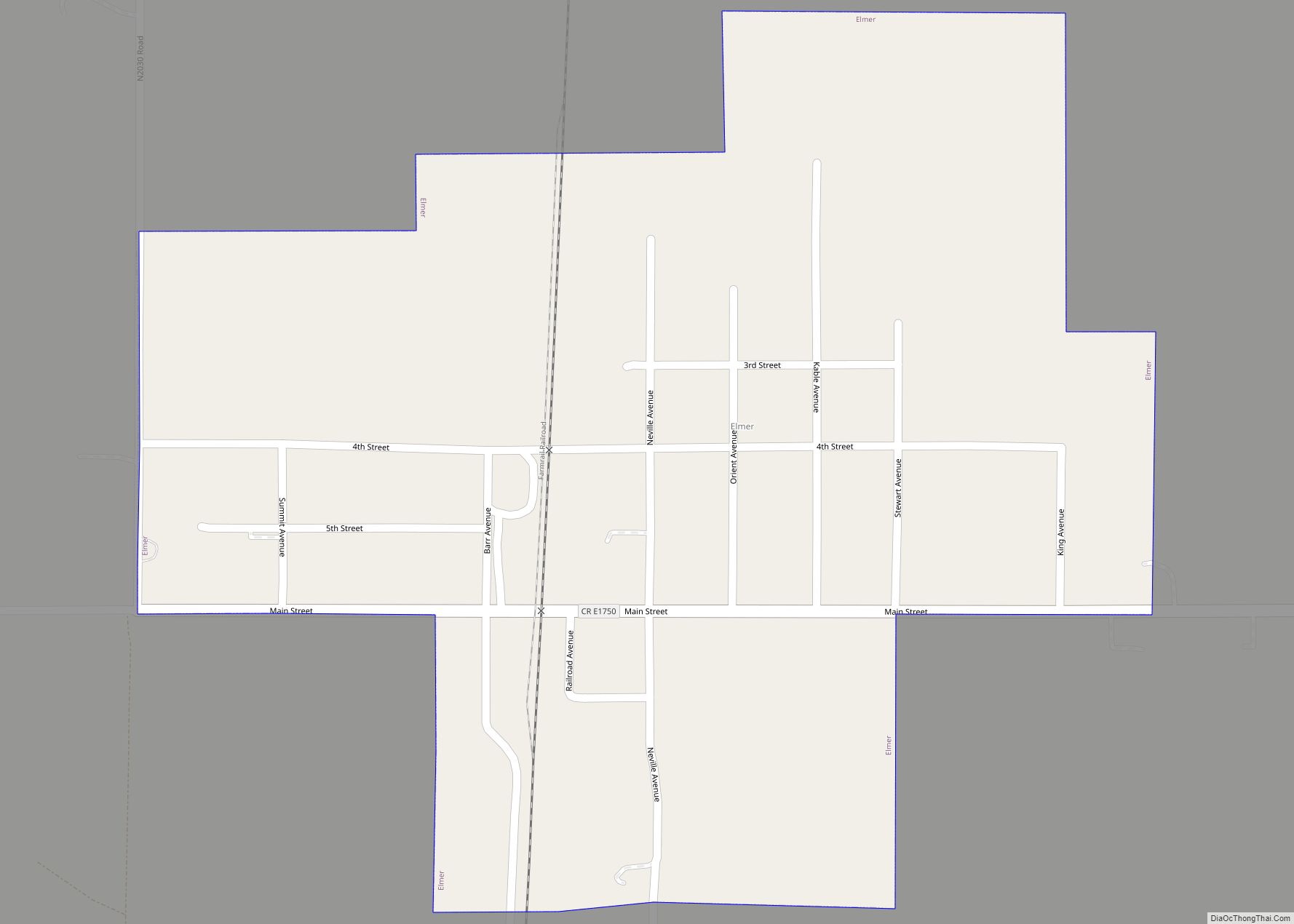 Map of Elmer town, Oklahoma